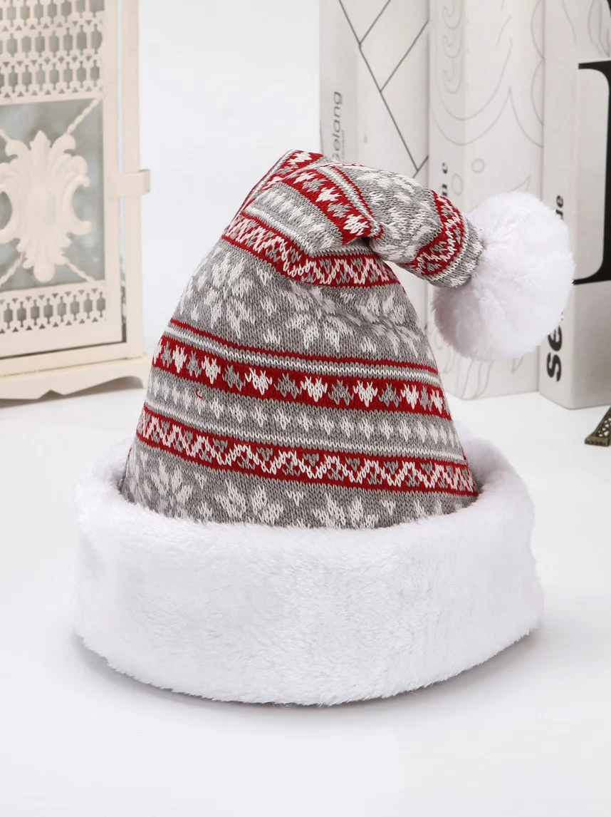 Royaura® Christmas Snowflake Fawn Knitted Wool Flannel Santa Hat