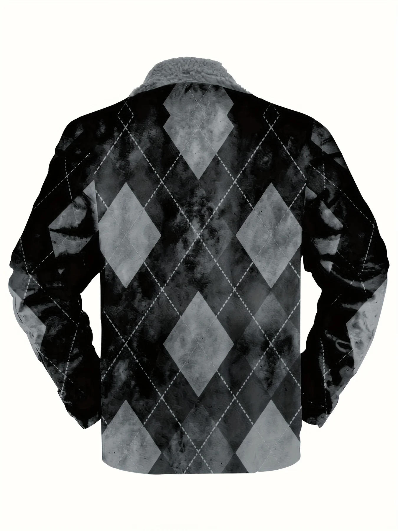 Royaura® Basic Men's Plaid Printed Lapel Thermal Fleece Full Zip Coats And Jackets