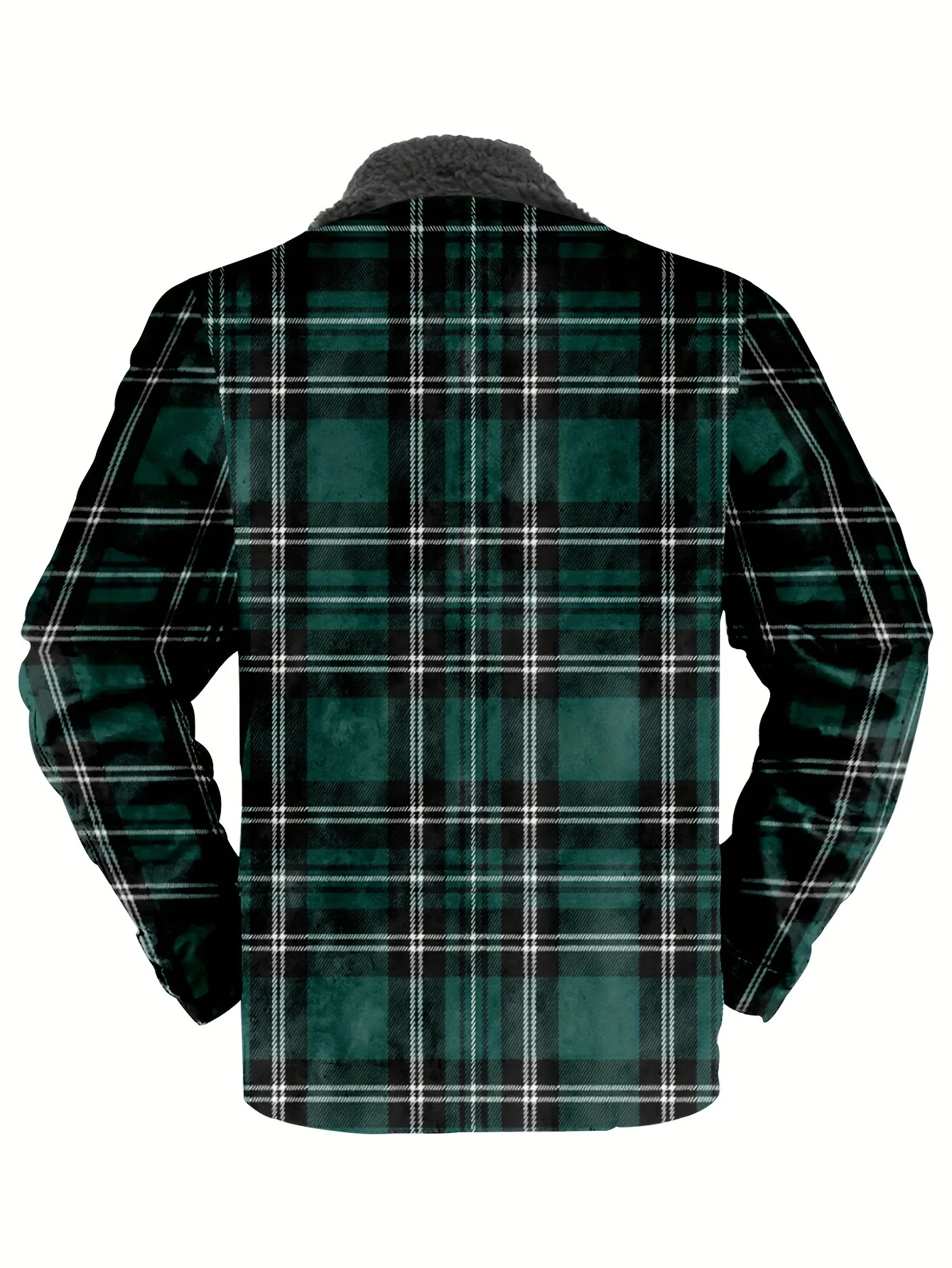 Royaura® Basic Men's Plaid Printed Lapel Thermal Fleece Full Zip Coats And Jackets