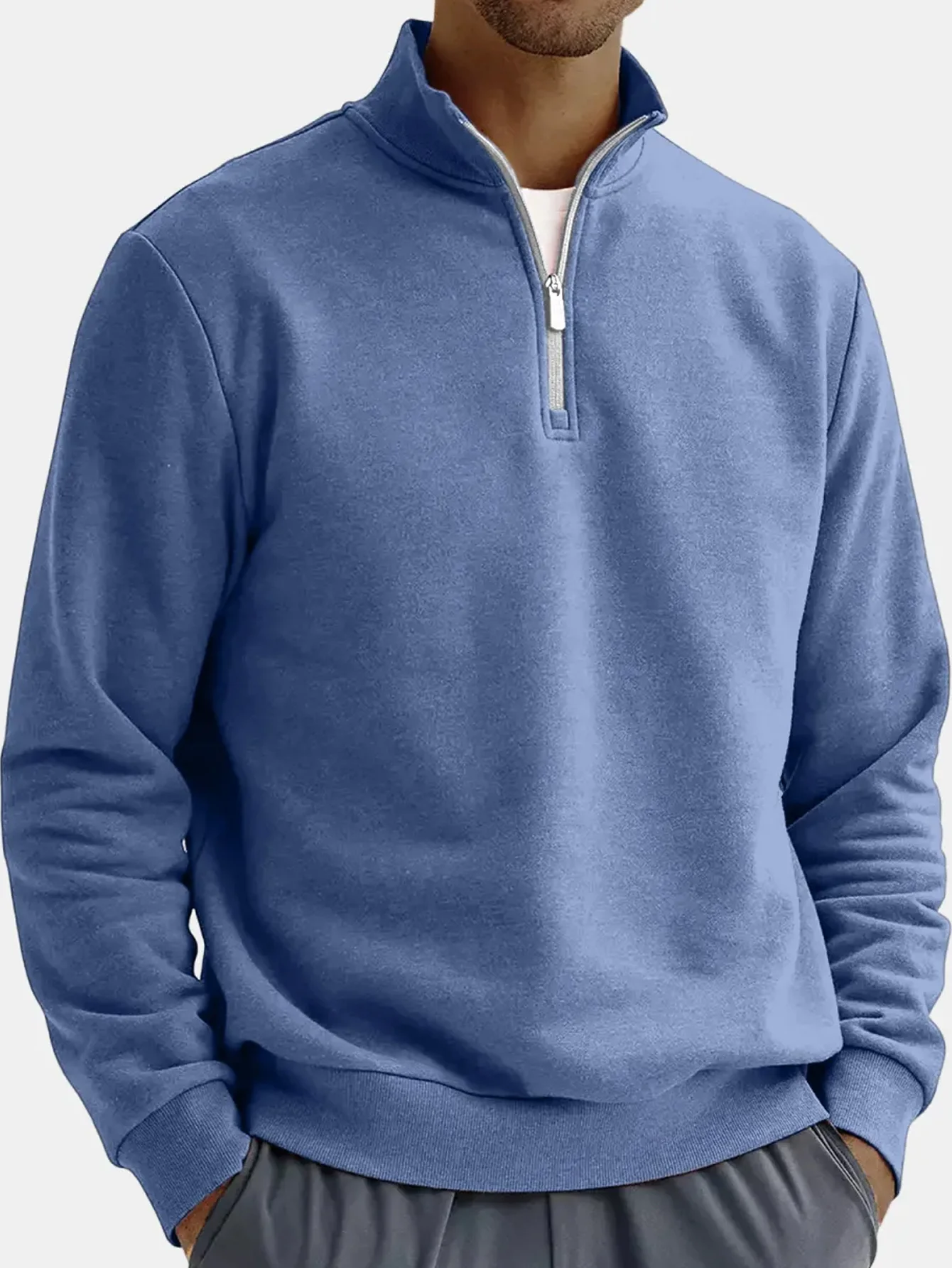 Royaura® Men's Stand Collar Zipper Long Sleeve Sweatshirt Big & Tall