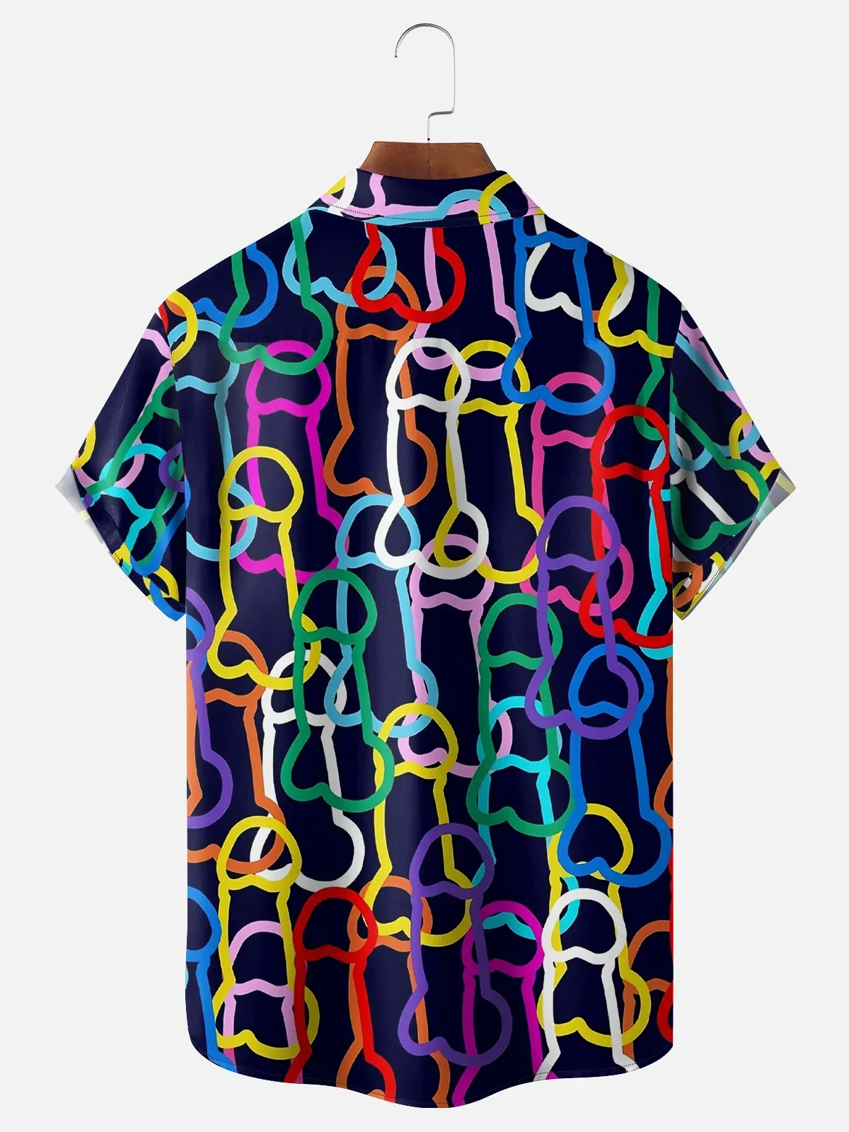 Royaura® Retro Geometric Abstract Print Men's Button Pocket Short Sleeve Shirt Big & Tall