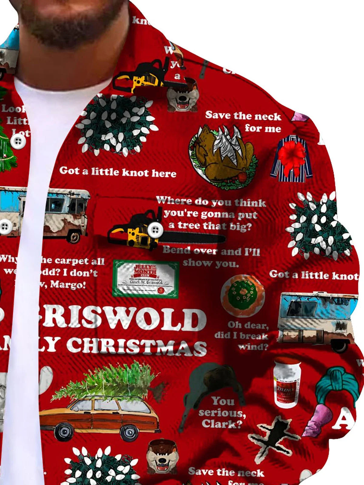 Royaura® Corduroy Christmas Movie Print Men's Button Pocket Jacket Big & Tall