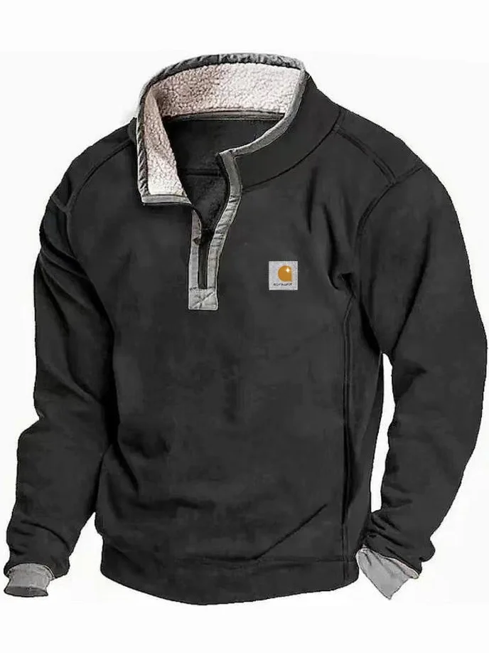 Royaura® Men's Plain Stand Collar Zip Sweatshirt