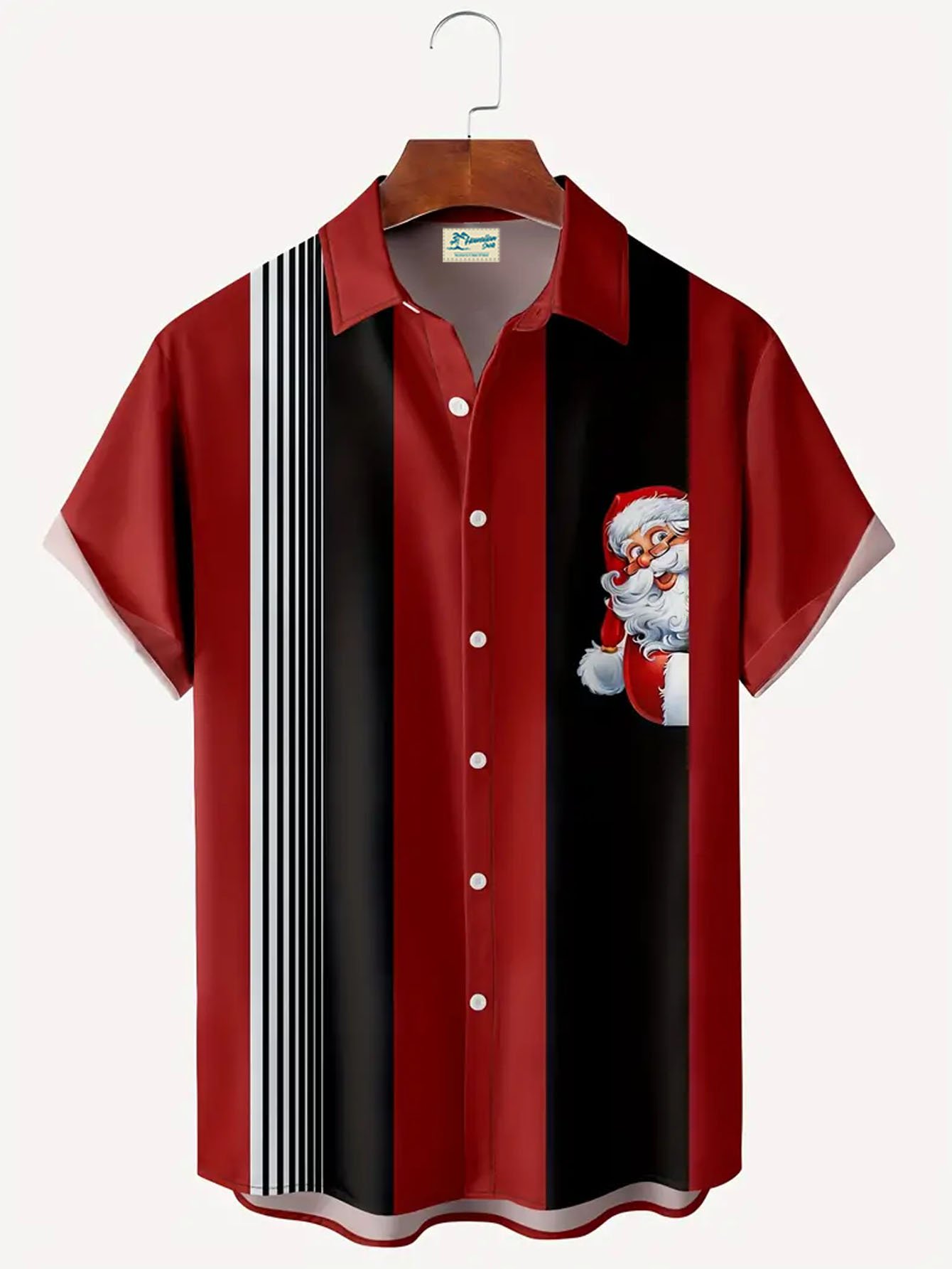 Royaura® Christmas Print Men's Button Pocket Short Sleeve Shirt Big & Tall