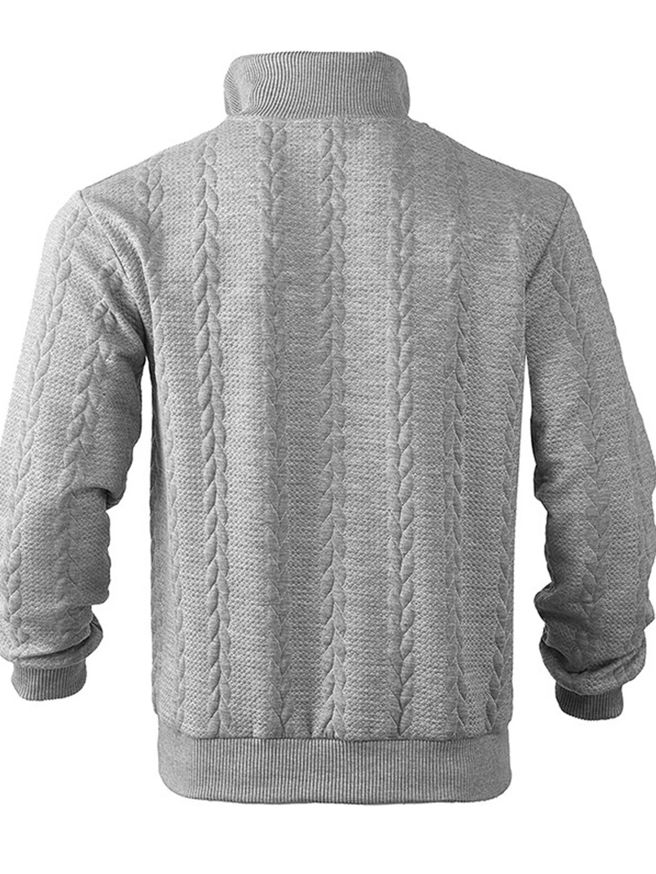 Royaura® Jacquard Solid Basic Men's Zipper Stand Collar Long Sleeve Sweatshirt Big & Tall