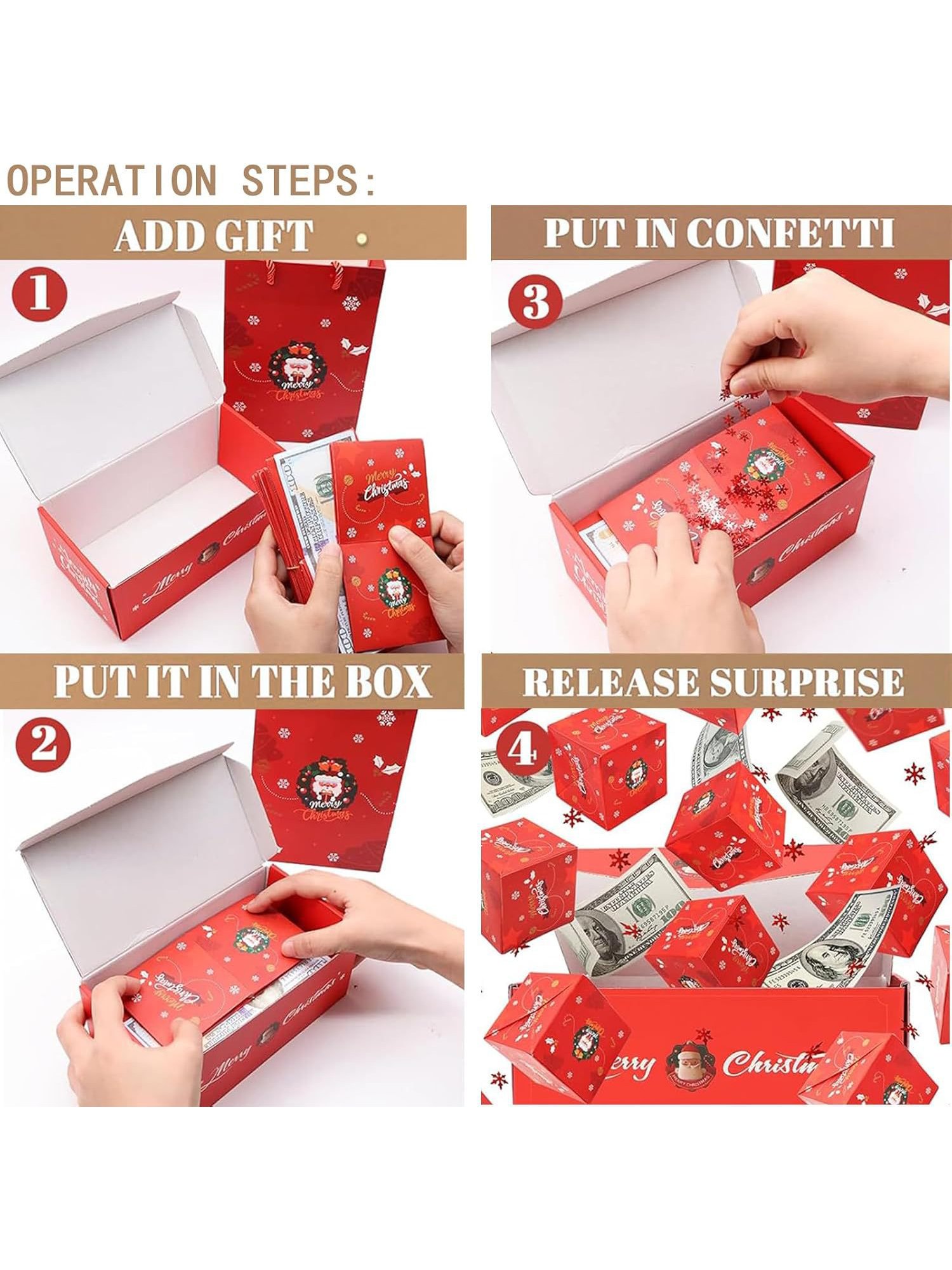 Royaura® Christmas Gift Surprise Bounce Box Red Envelope Bounce Box