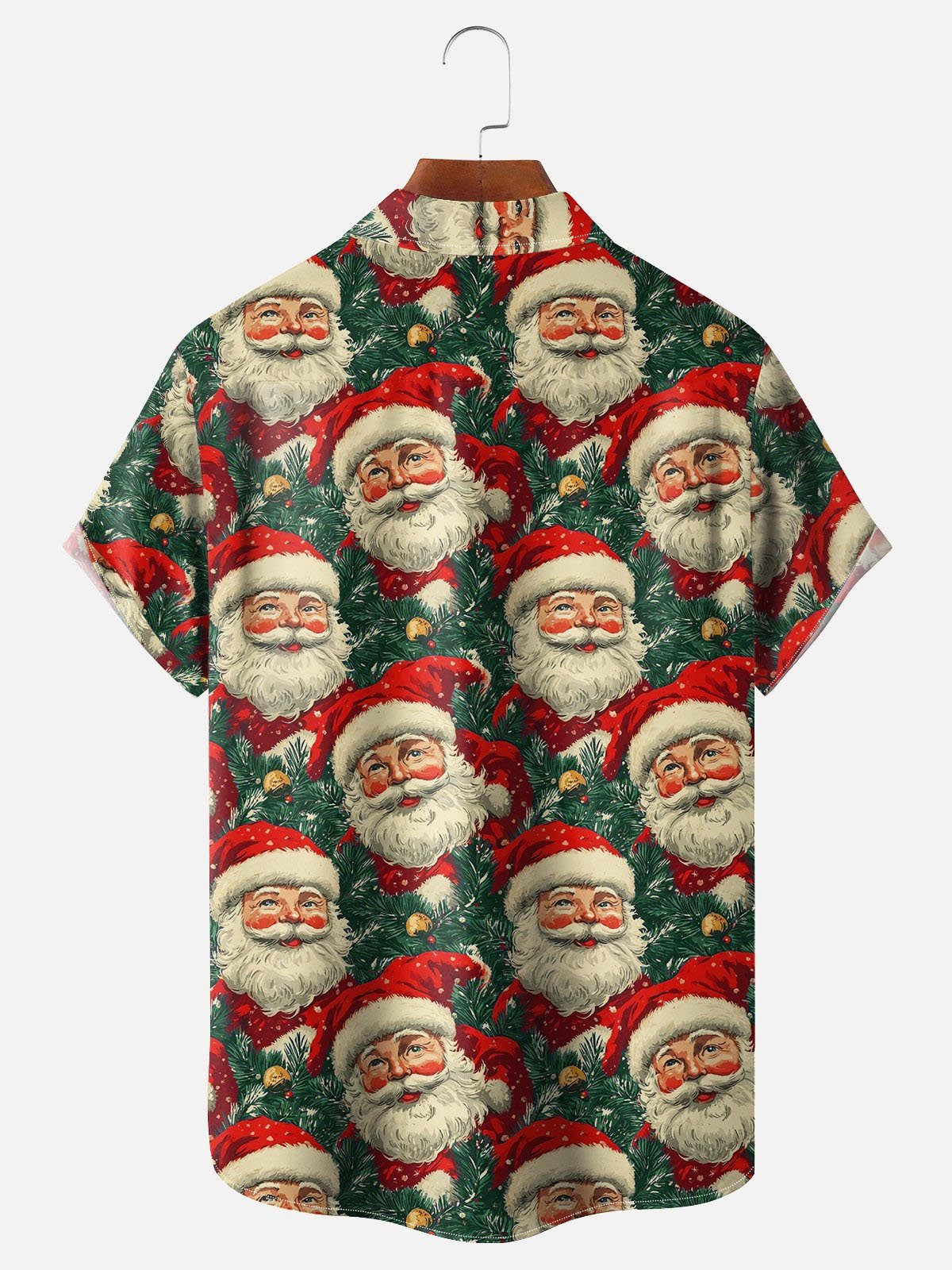 Royaura® Santa Claus Head Print Men's Button Pocket Short Sleeve Shirt Big & Tall