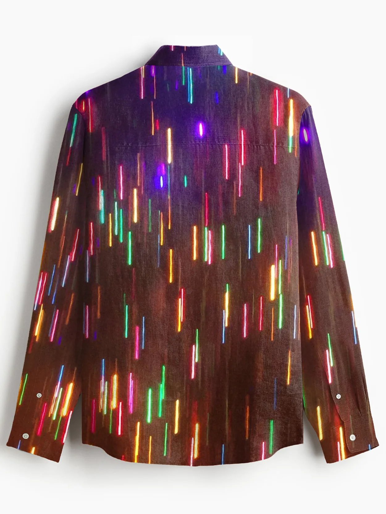 Royaura® Christmas Colorful Lights Print Men's Holiday Chest Pocket Stretch Long Sleeve Shirt Big & Tall