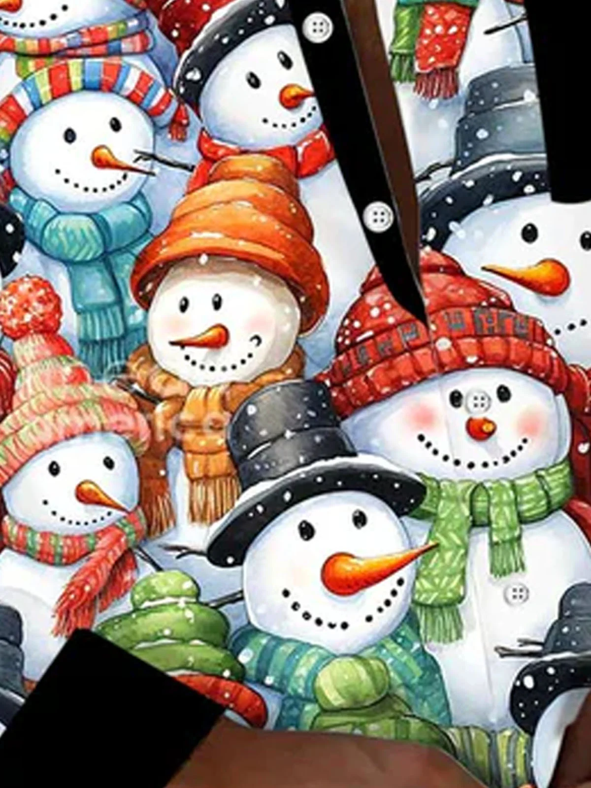 Royaura® Christmas Snowman Print Men's Button Pocket Long Sleeve Shirt Big & Tall