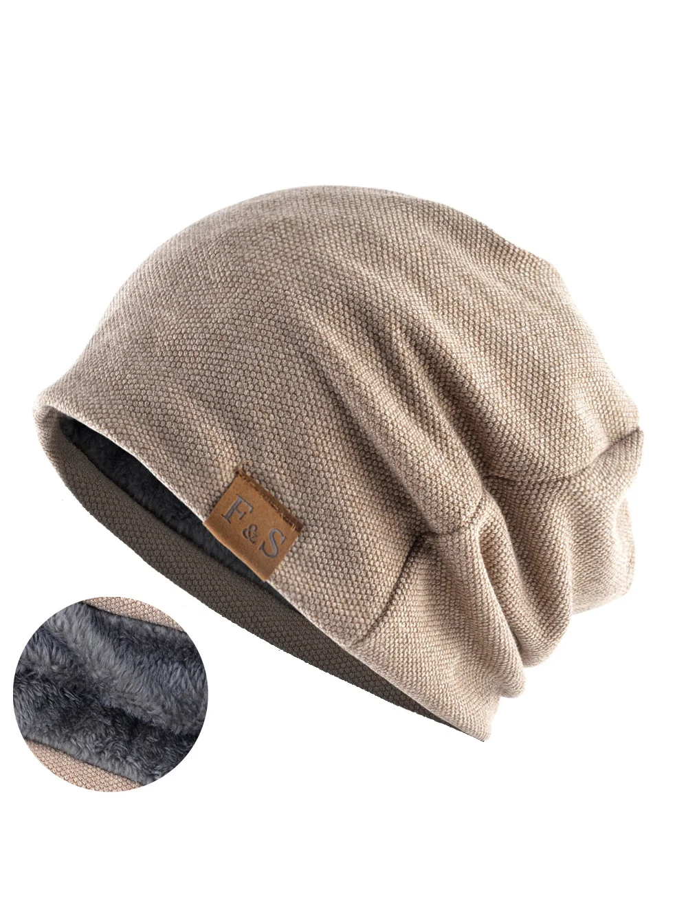 Royaura® Basic Casual Loose Knitted Plus Fleece Baotou Hat