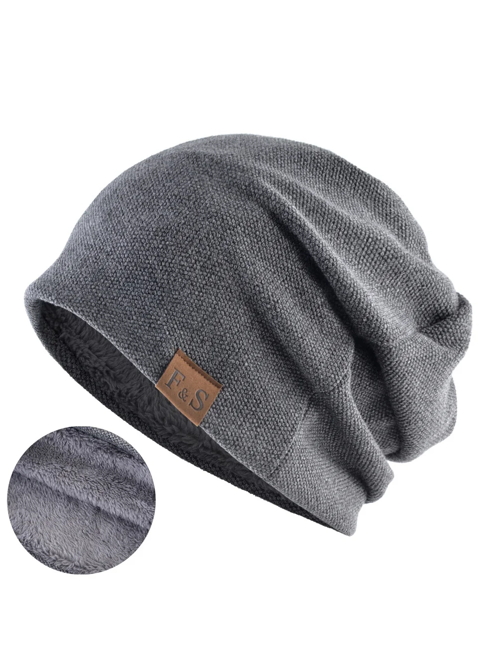 Royaura® Basic Casual Loose Knitted Plus Fleece Baotou Hat