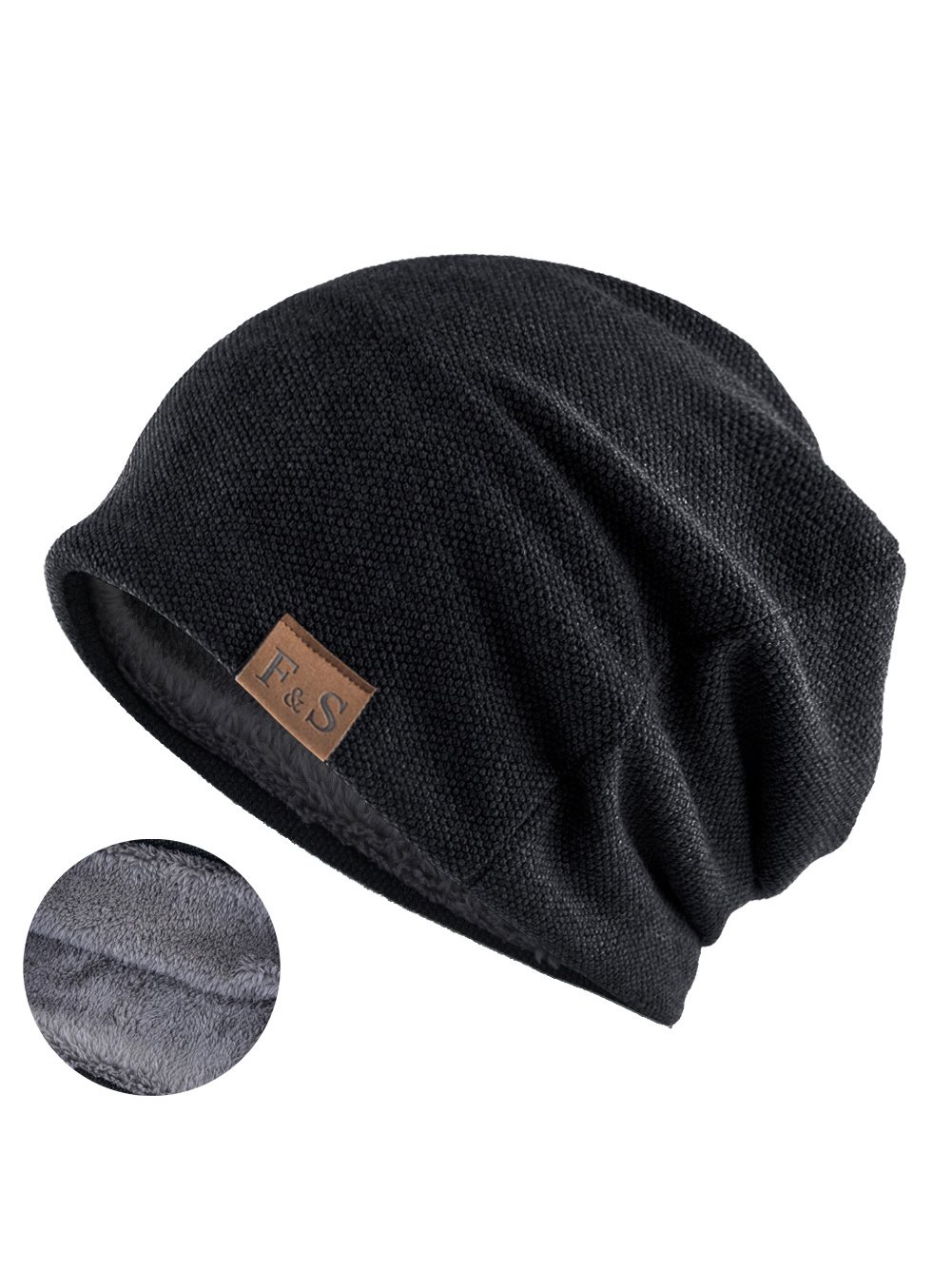 Royaura® Basic Casual Loose Knitted Plus Fleece Baotou Hat