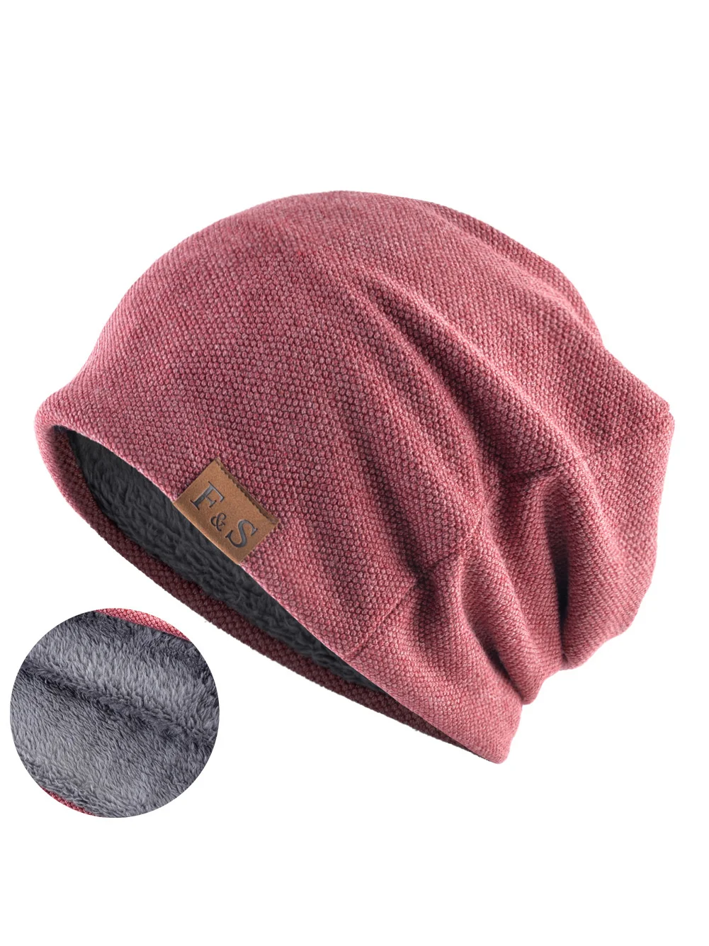 Royaura® Basic Casual Loose Knitted Plus Fleece Baotou Hat