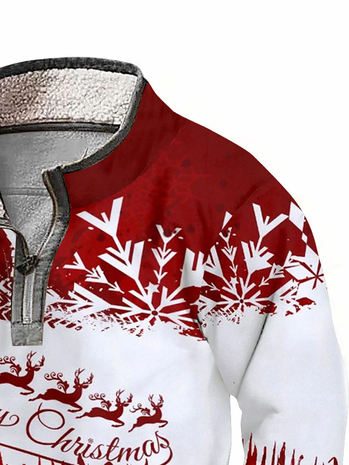 Royaura® Christmas Gradient Print Men's Zipper Stand Collar Long Sleeve Sweatshirt Big & Tall