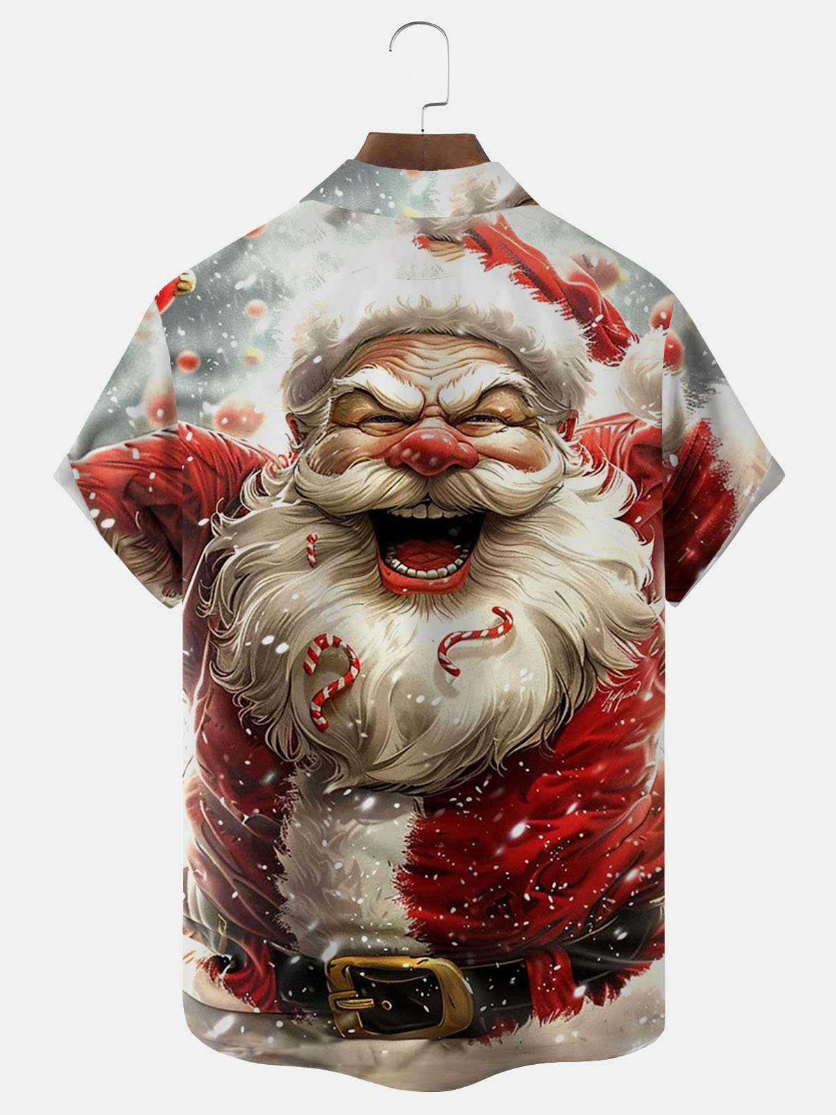 Royaura® Christmas Fun Art Print Men's Button Pocket Short Sleeve Shirt Big & Tall