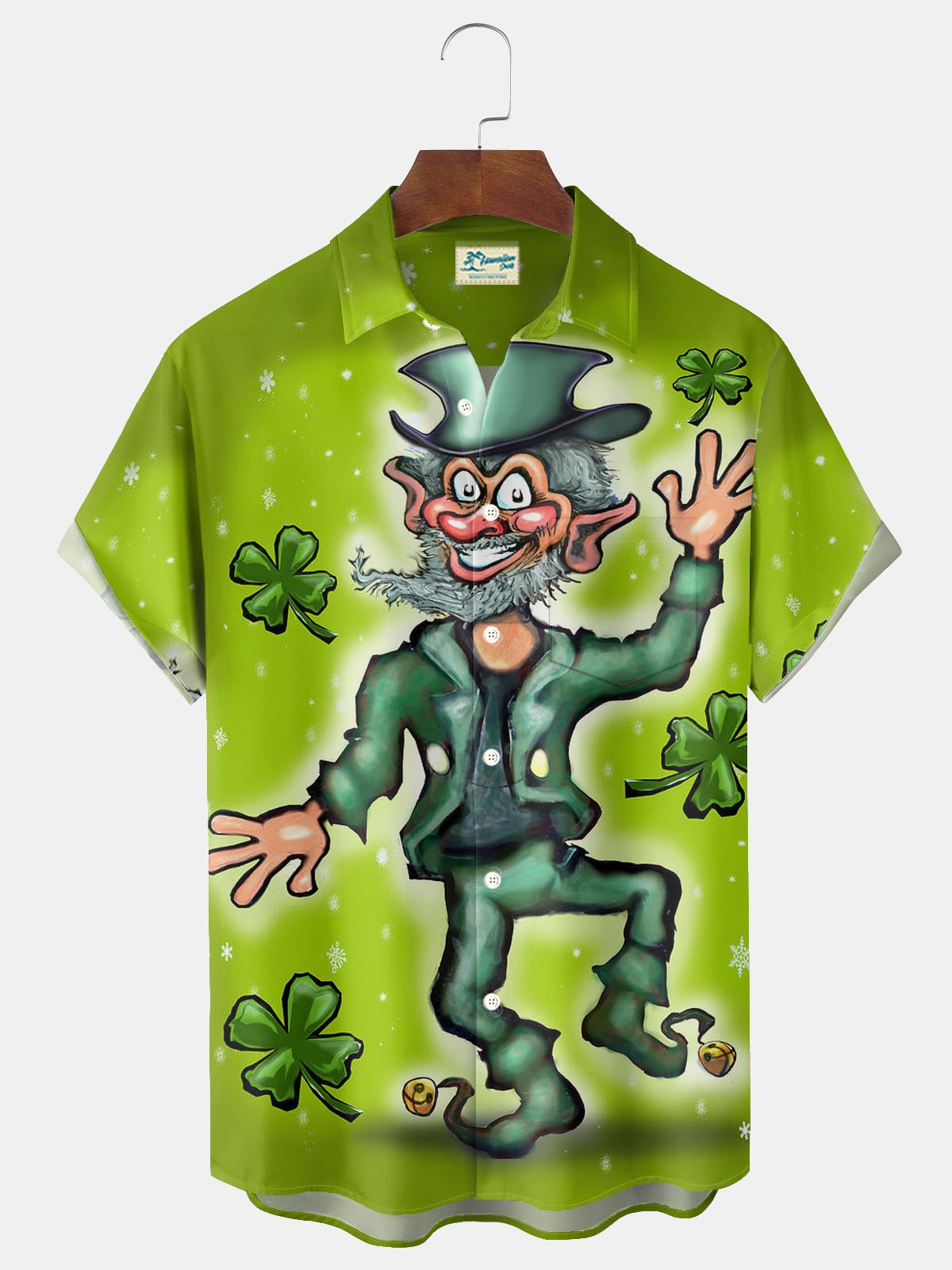 Royaura® St. Patrick's Day Print Men's Button Pocket Short Sleeve Shirt Big & Tall