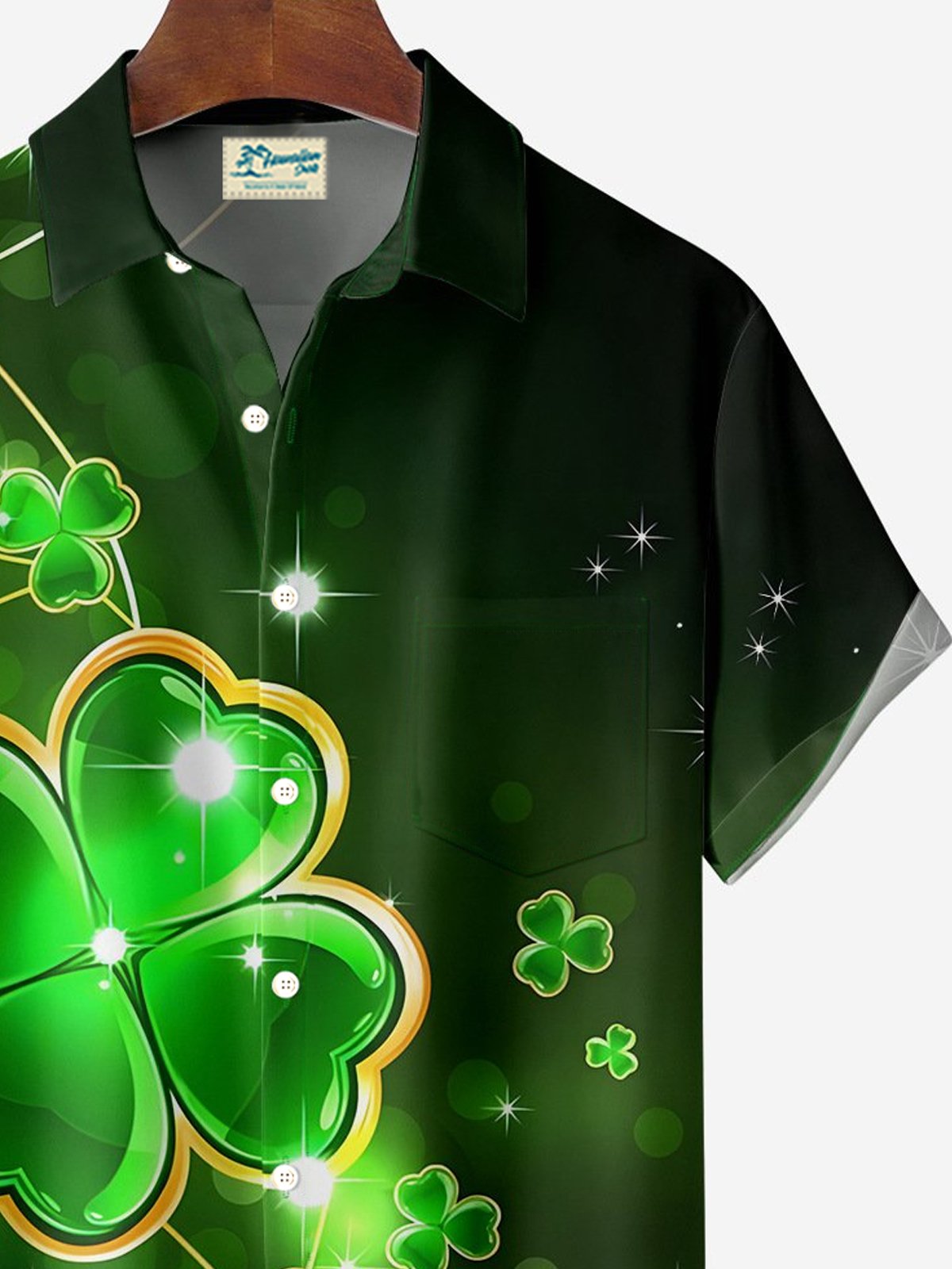 Royaura® St. Patrick's Day Print Men's Button Pocket Short Sleeve Shirt Big & Tall