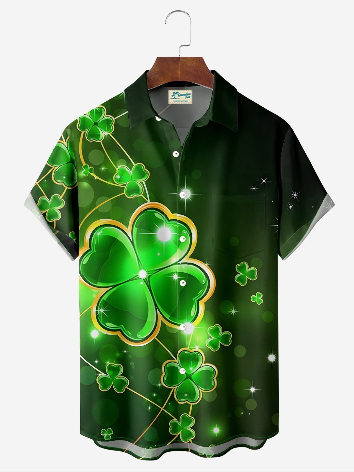 Royaura® St. Patrick's Day Print Men's Button Pocket Short Sleeve Shirt Big & Tall