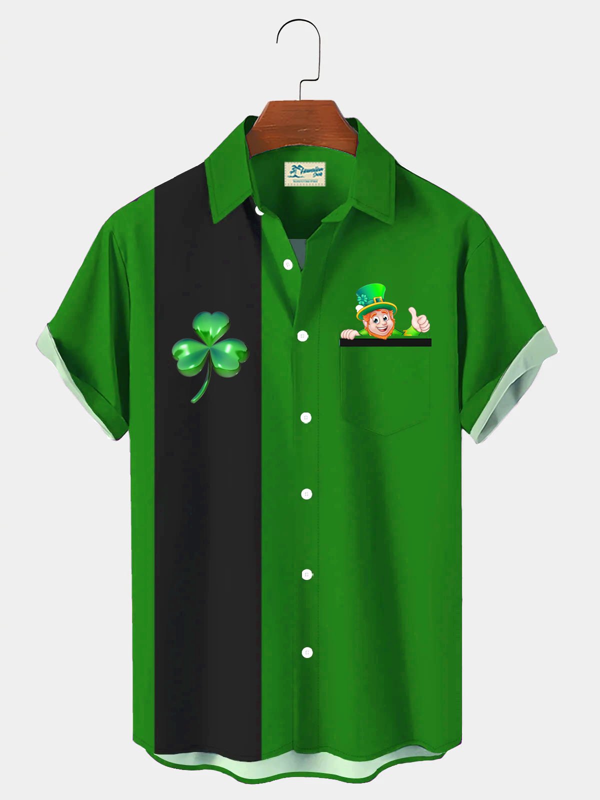 Royaura® St. Patrick's Day Print Men's Button Pocket Short Sleeve Shirt Big & Tall