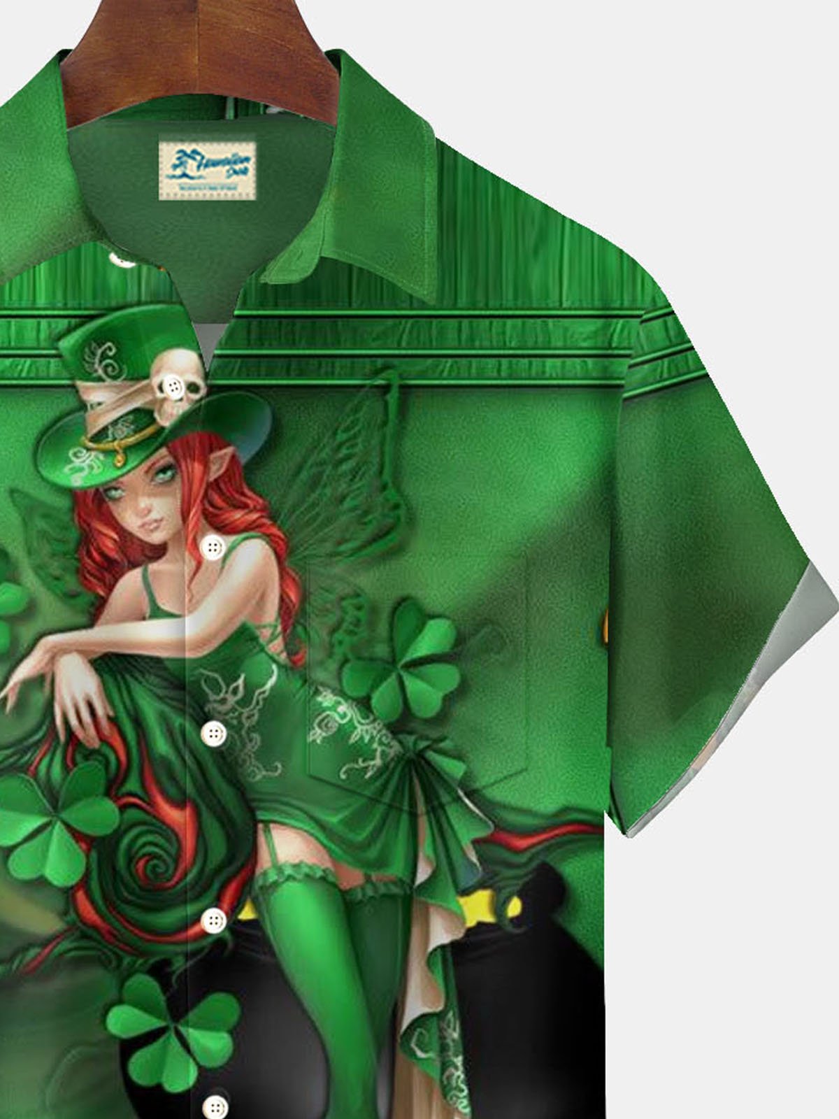 Royaura® St. Patrick's Day Art Print Men's Button Pocket Short Sleeve Shirt Big & Tall