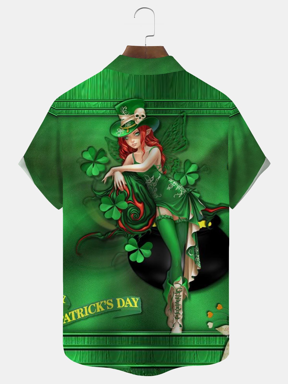 Royaura® St. Patrick's Day Art Print Men's Button Pocket Short Sleeve Shirt Big & Tall