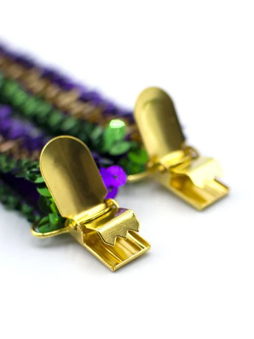 Royaura® Mardi Gras Party Tri Color Sequin Men's Suspender Tie Set