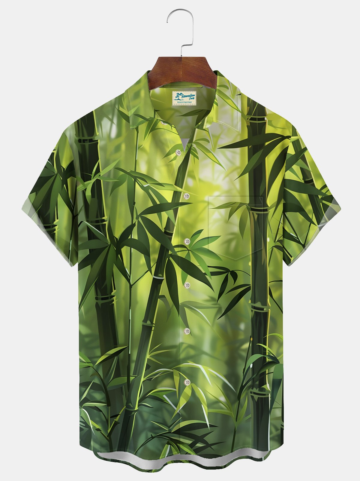 Royaura® Beach Vacation Men's Hawaiian Shirt Bamboo Print Pocket Camping Shirt Big Tall