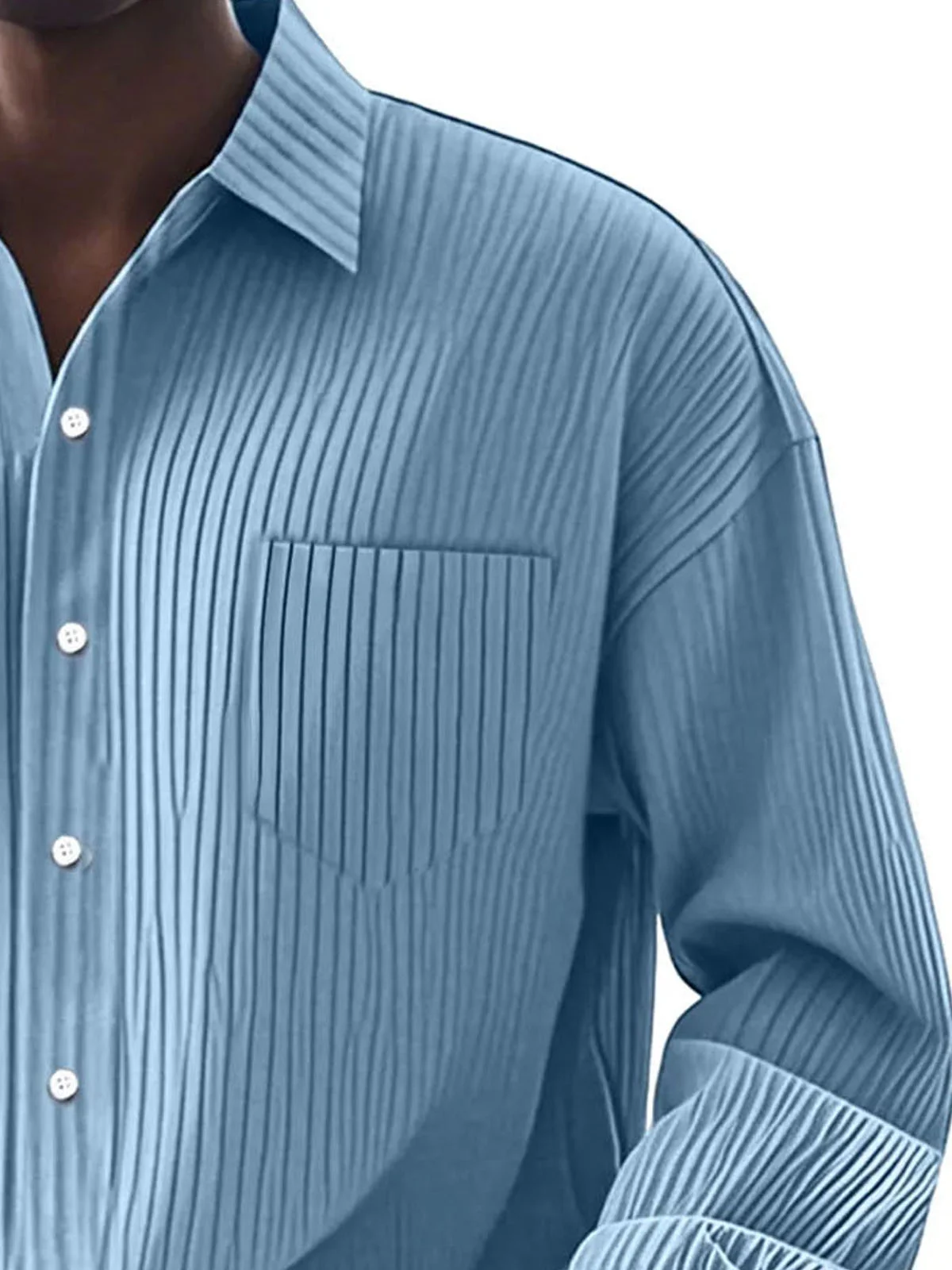 Royaura® Casual Basic Stripe Abstract Print Men's Button Pocket Long Sleeve Shirt Big & Tall