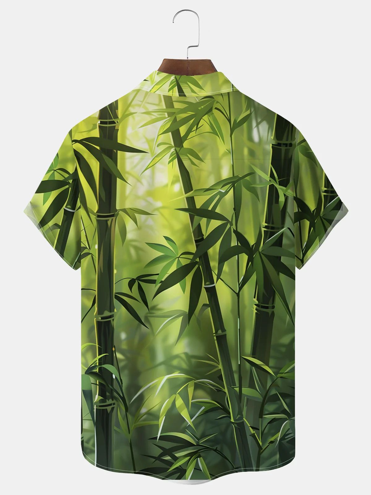 Royaura® Beach Vacation Men's Hawaiian Shirt Bamboo Print Pocket Camping Shirt Big Tall