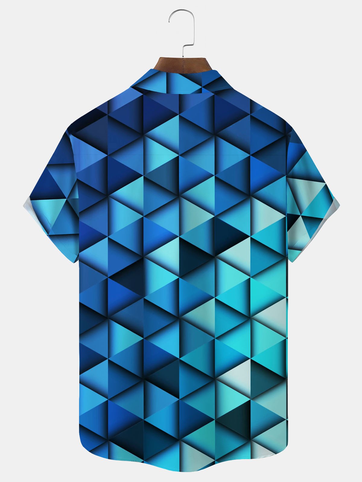 Royaura® Retro Geometric Gradient 3D Printed Men's Button Pocket Short Sleeve Shirt Big & Tall