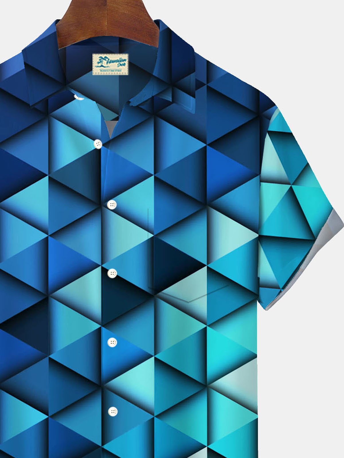 Royaura® Retro Geometric Gradient 3D Printed Men's Button Pocket Short Sleeve Shirt Big & Tall