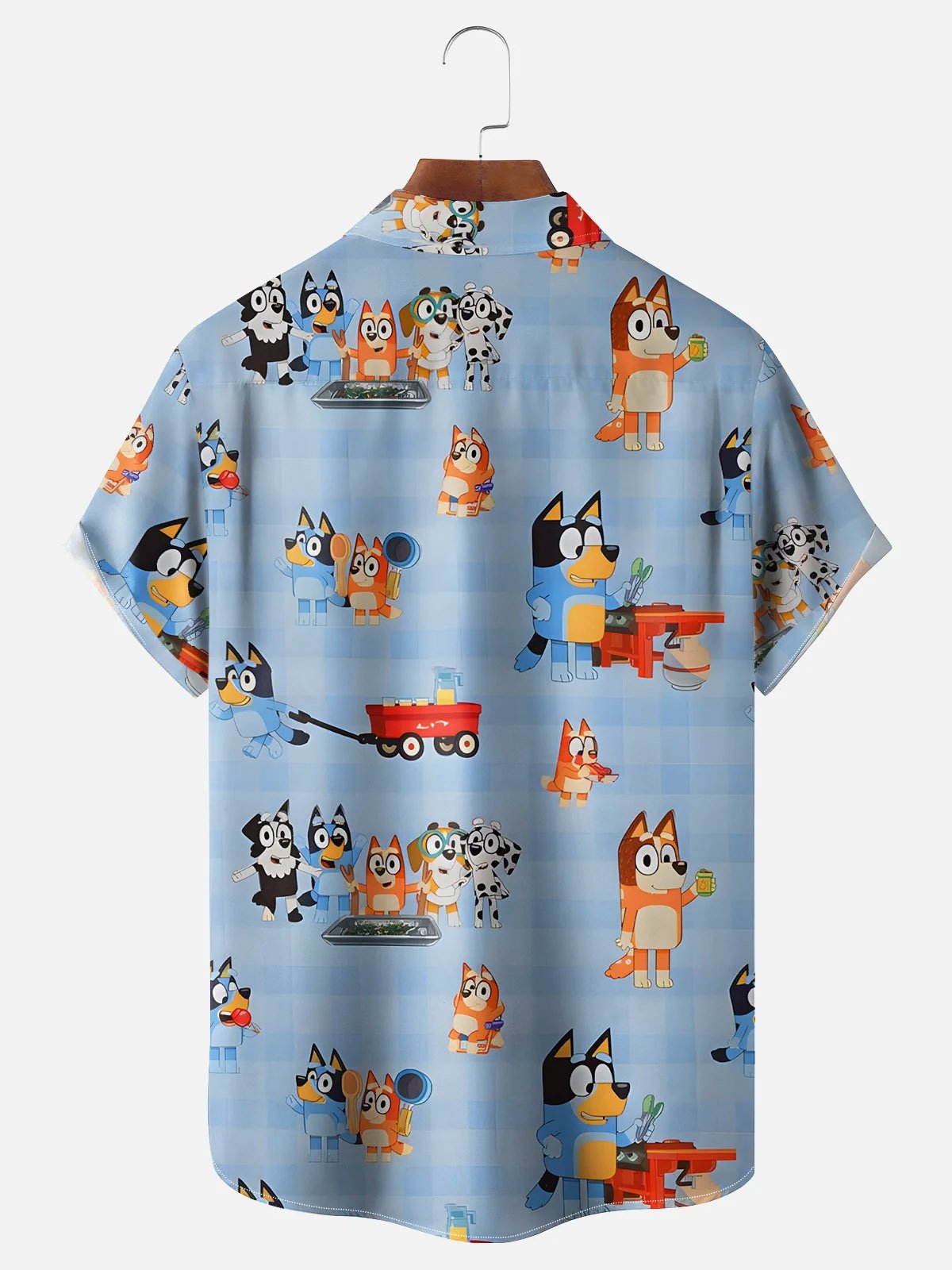 Royaura® Retro Cartoon Funny Dog Print Men's Button Pocket Short Sleeve Shirt Big & Tall