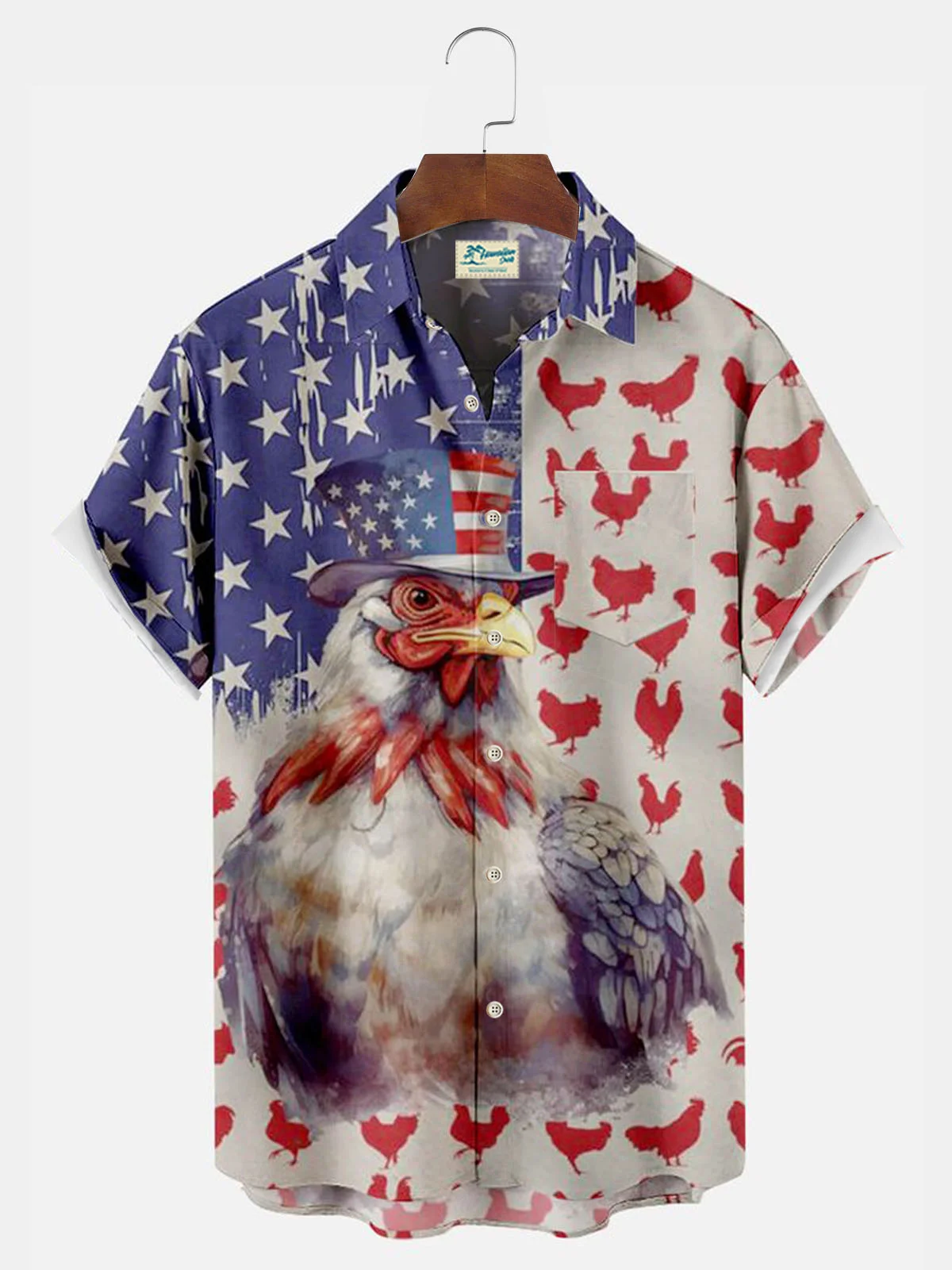 Royaura® Flag integrated into the chicken short-sleeved shirt Big & Tall