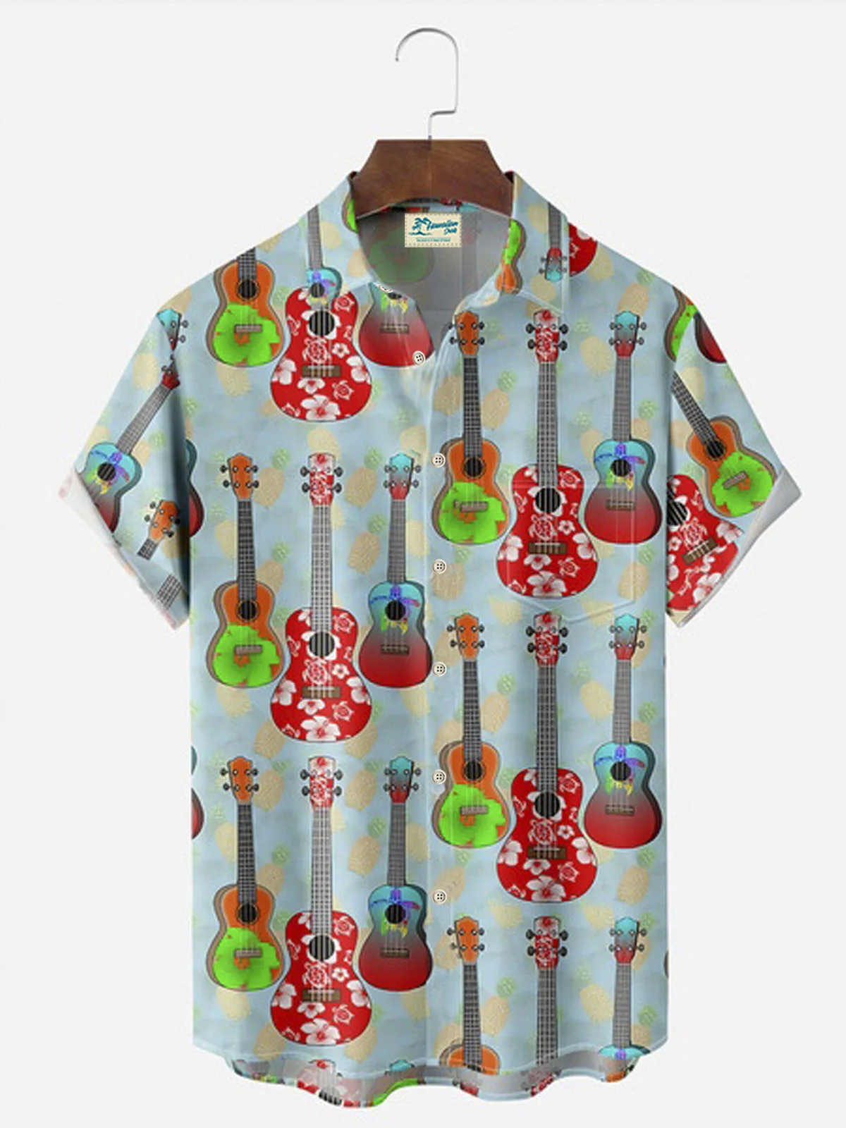 Royaura®Guitar Hawaiian Vacation Short Sleeve Shirt Big & Tall