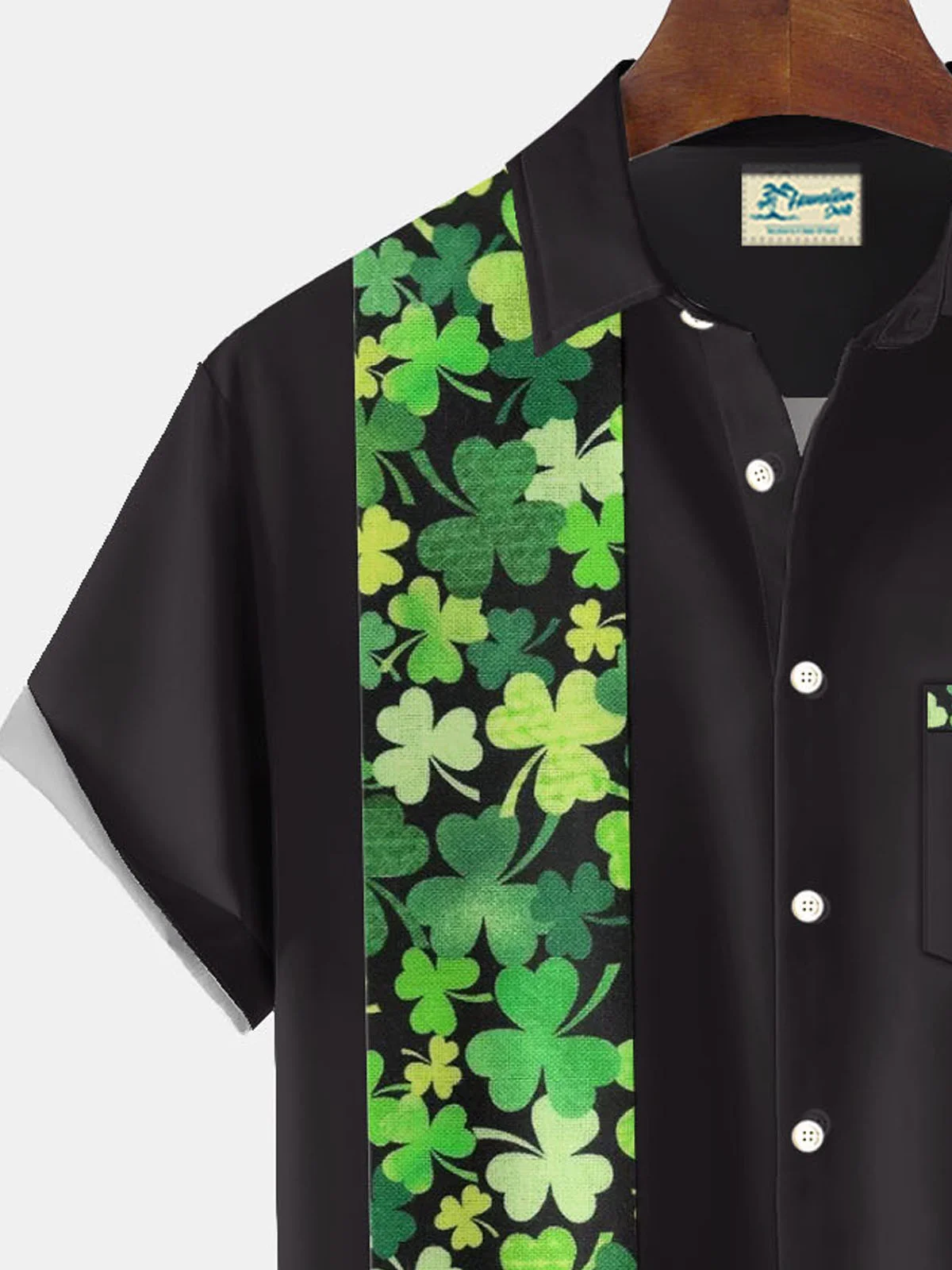 Royaura® St. Patrick's Day Shamrock Print Men's Button Pocket Short Sleeve Shirt Big & Tall