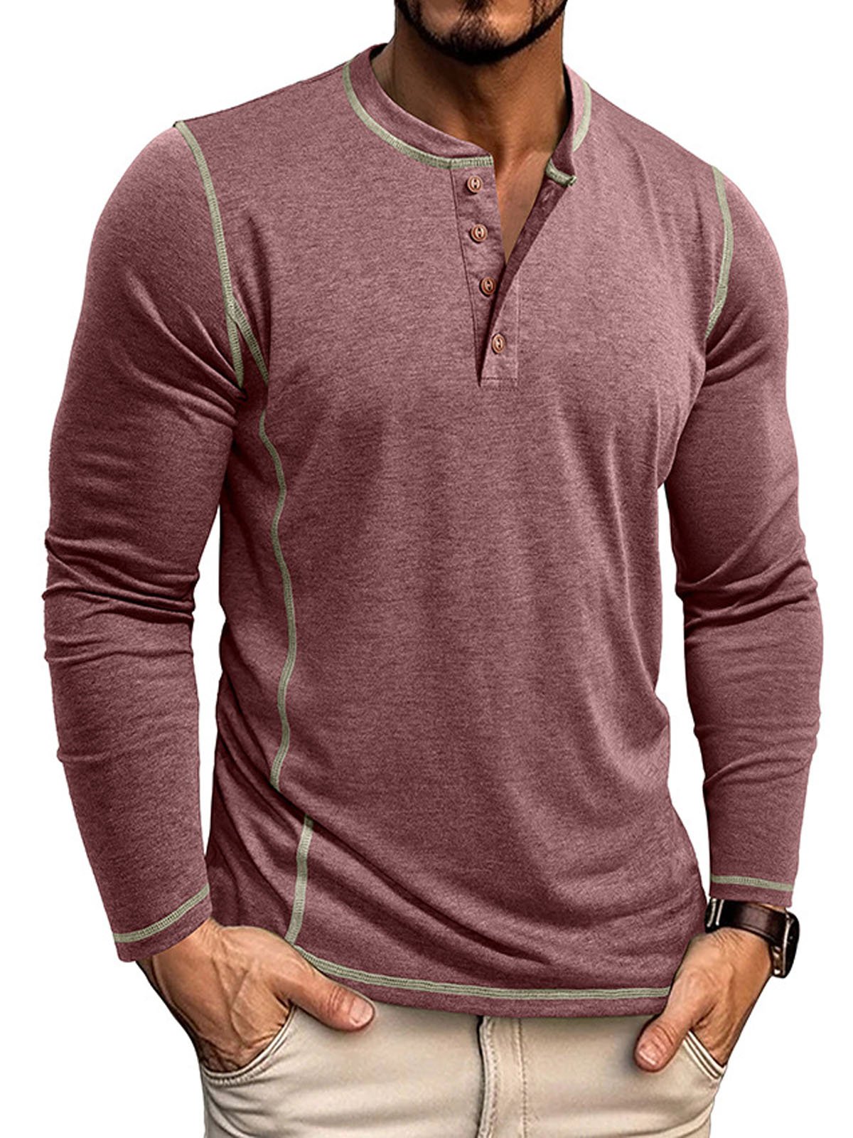 Royaura®Men's henley four-button top  Big & Tall