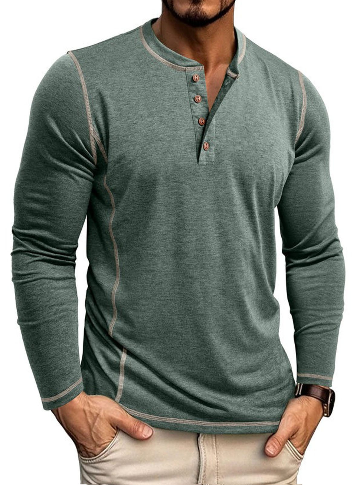 Royaura®Men's henley four-button top  Big & Tall