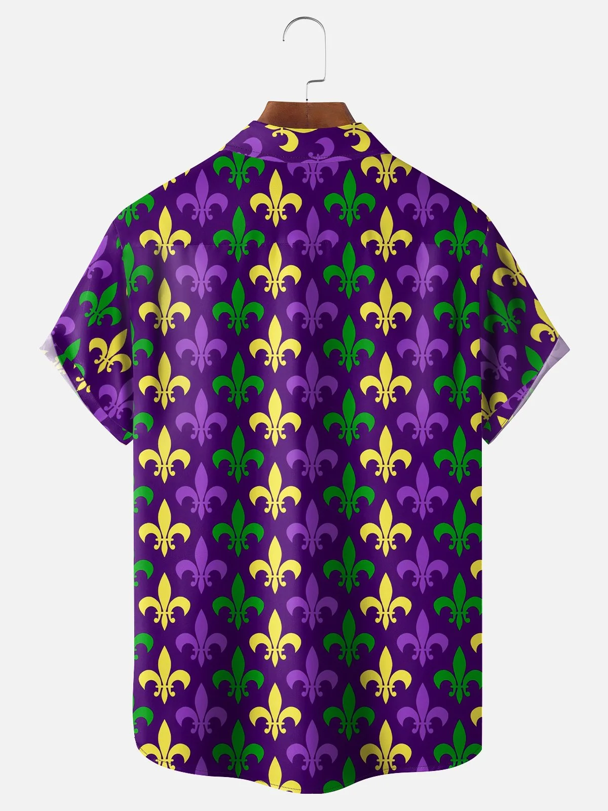 Royaura® Mardi Gras Print Men's Button Pocket Short Sleeve Shirt Big & Tall