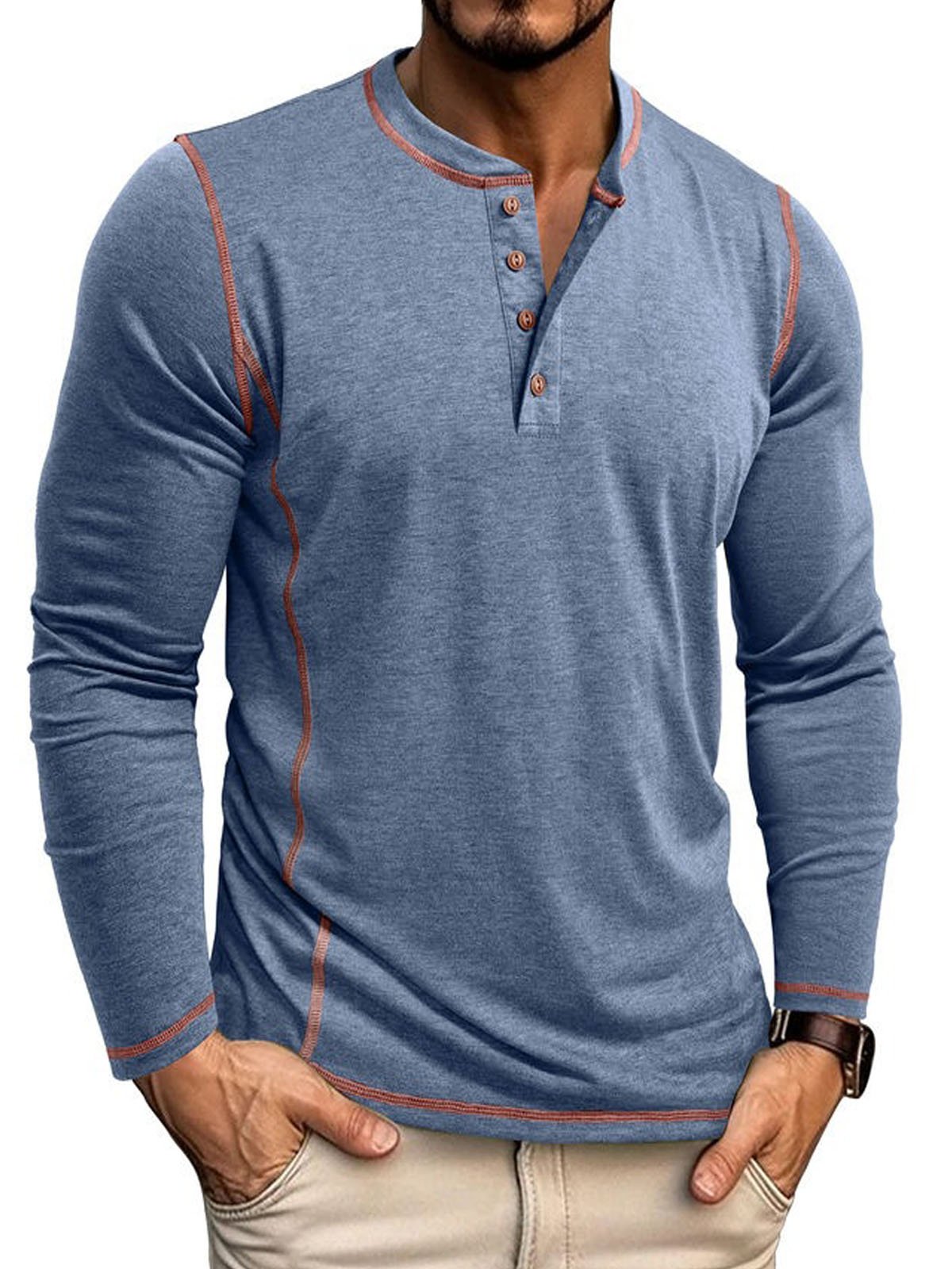 Royaura®Men's henley four-button top  Big & Tall