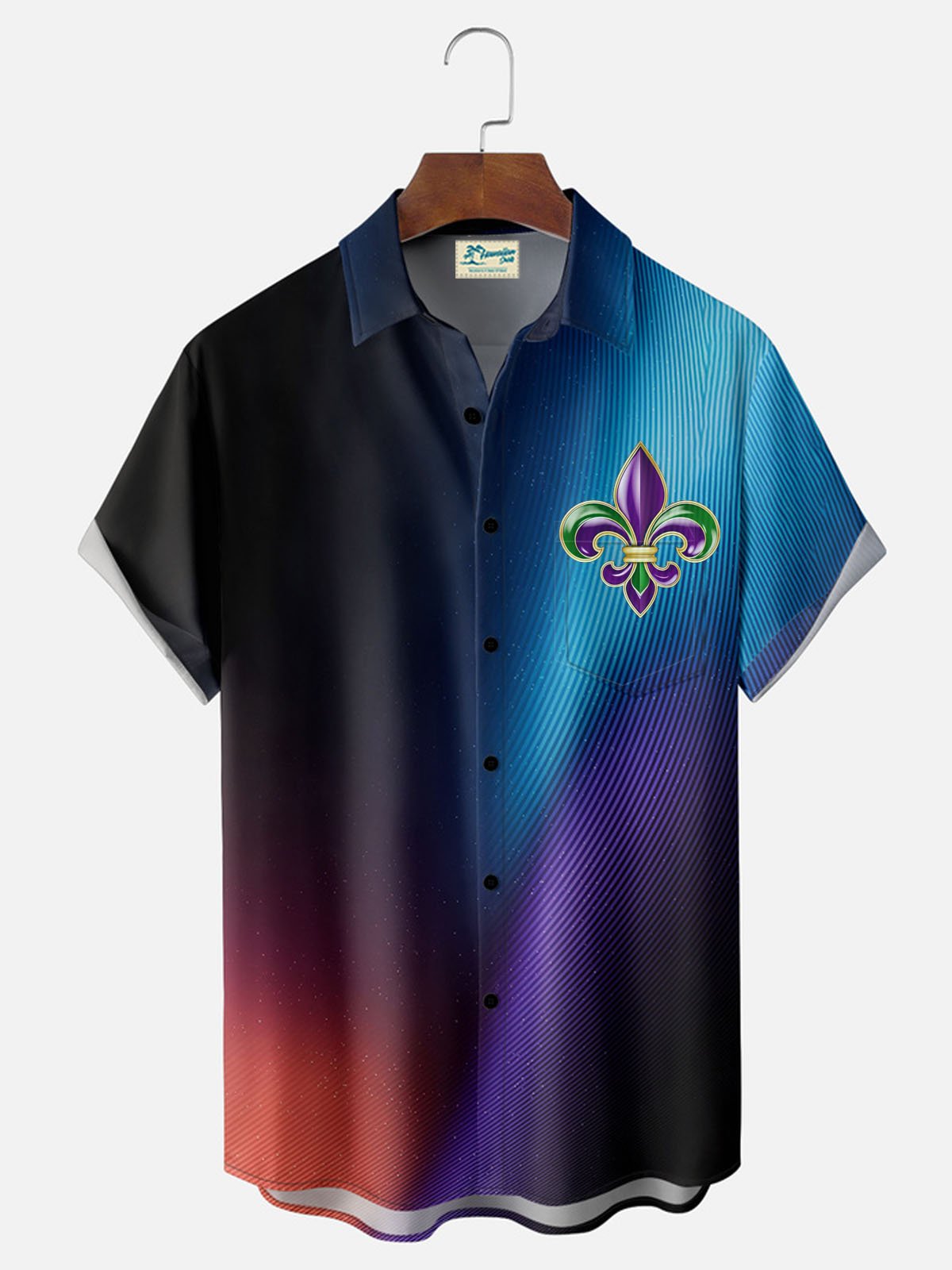 Royaura®Laser gradient contrast iris short-sleeved shirt  Big & Tall