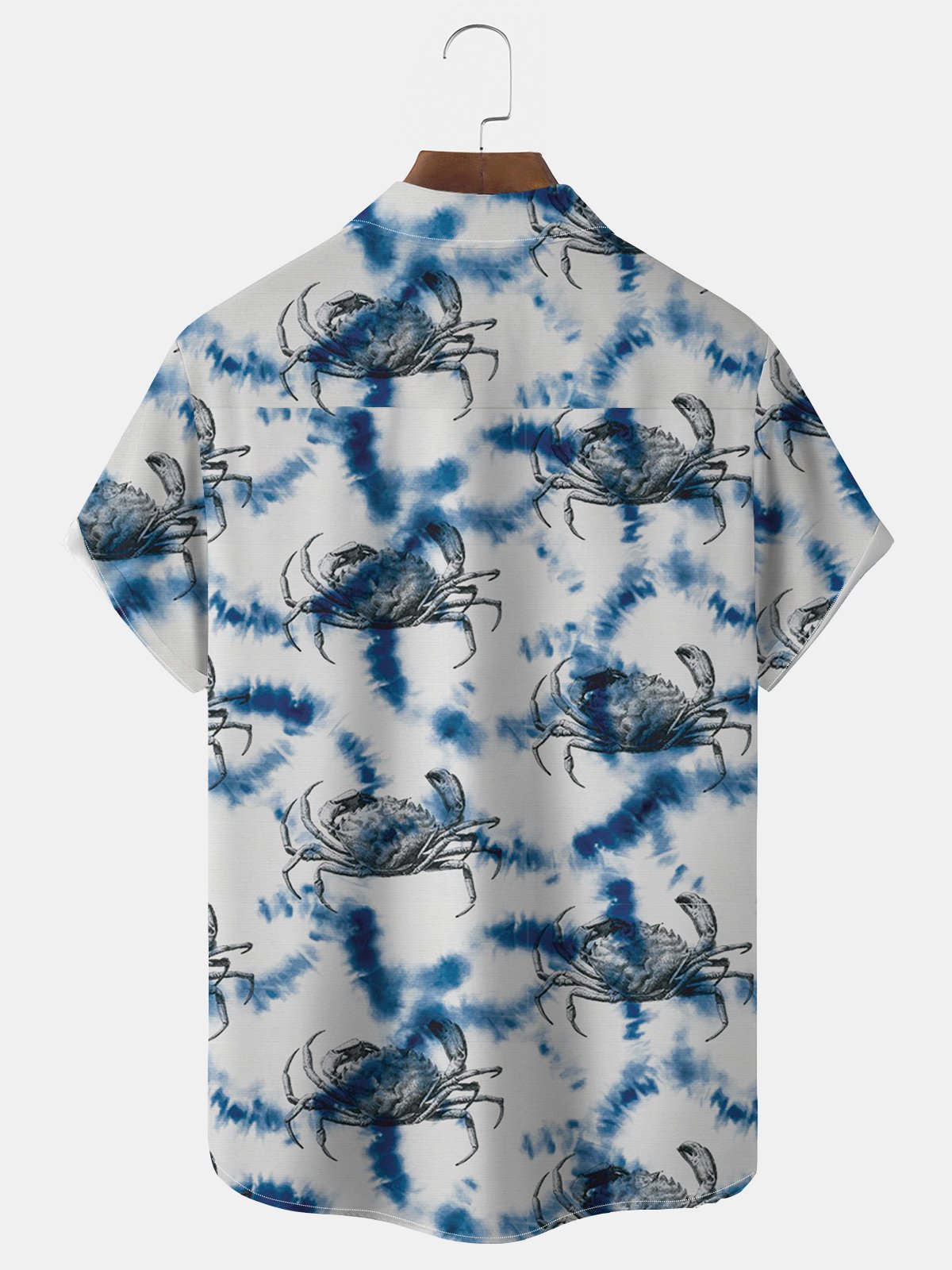 Royaura® Blue Gradient Ocean Fusion Crab Short Sleeve Shirt Big & Tall