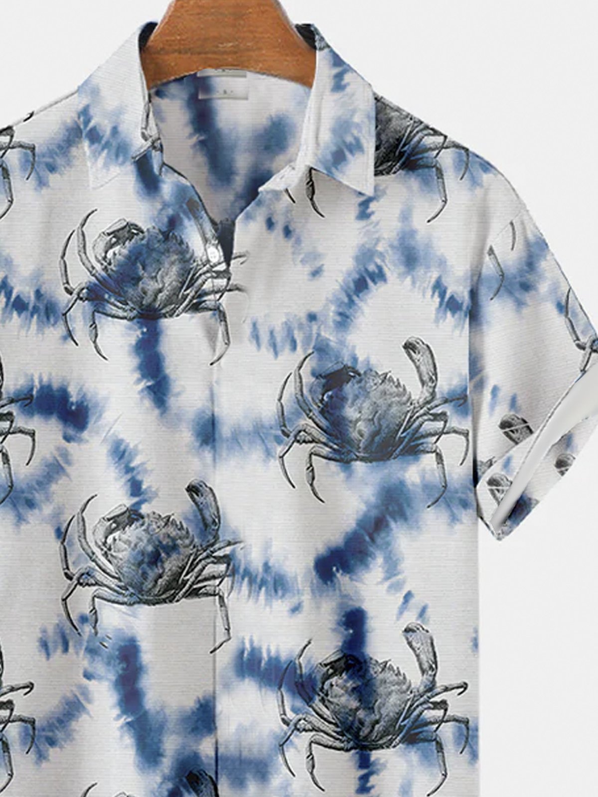 Royaura® Blue Gradient Ocean Fusion Crab Short Sleeve Shirt Big & Tall