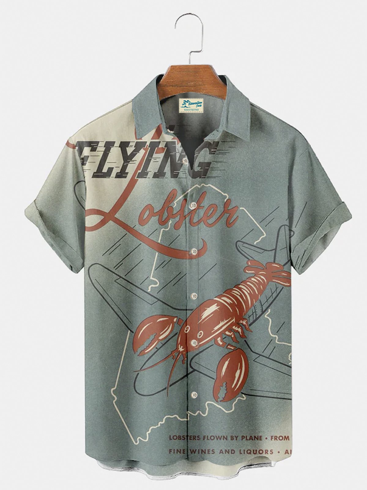 Royaura®Flying lobster short sleeve shirt Big & Tall