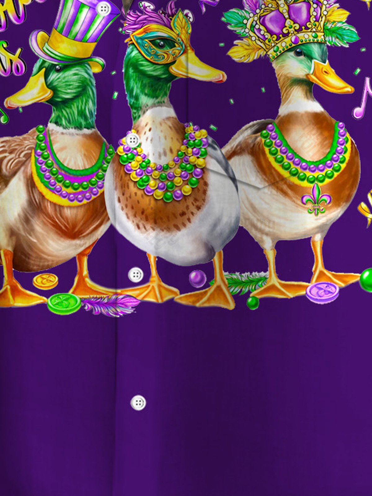 Royaura® Mardi Gras Duck Mask Print Men's Button Pocket Short Sleeve Shirt Big & Tall