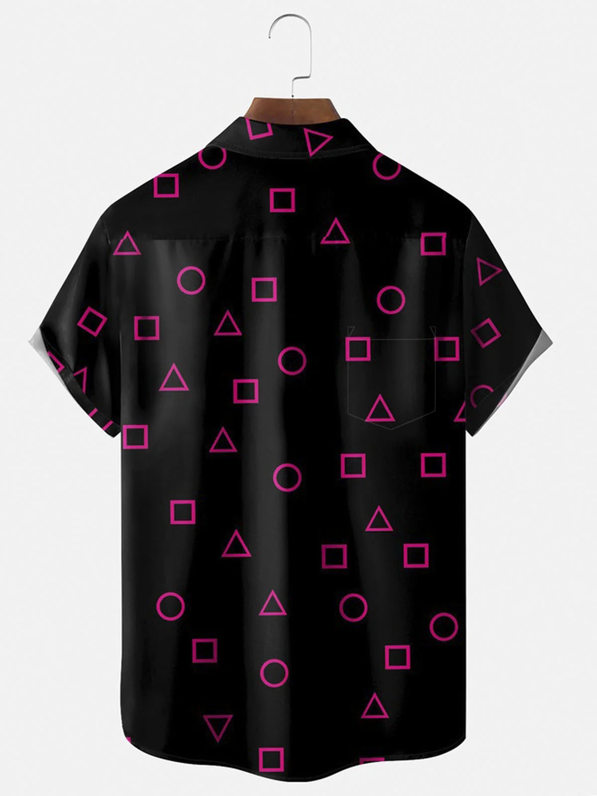 Royaura®  Squid Game Geometric Face Button Pocket Short Sleeve Shirt  Big & Tall