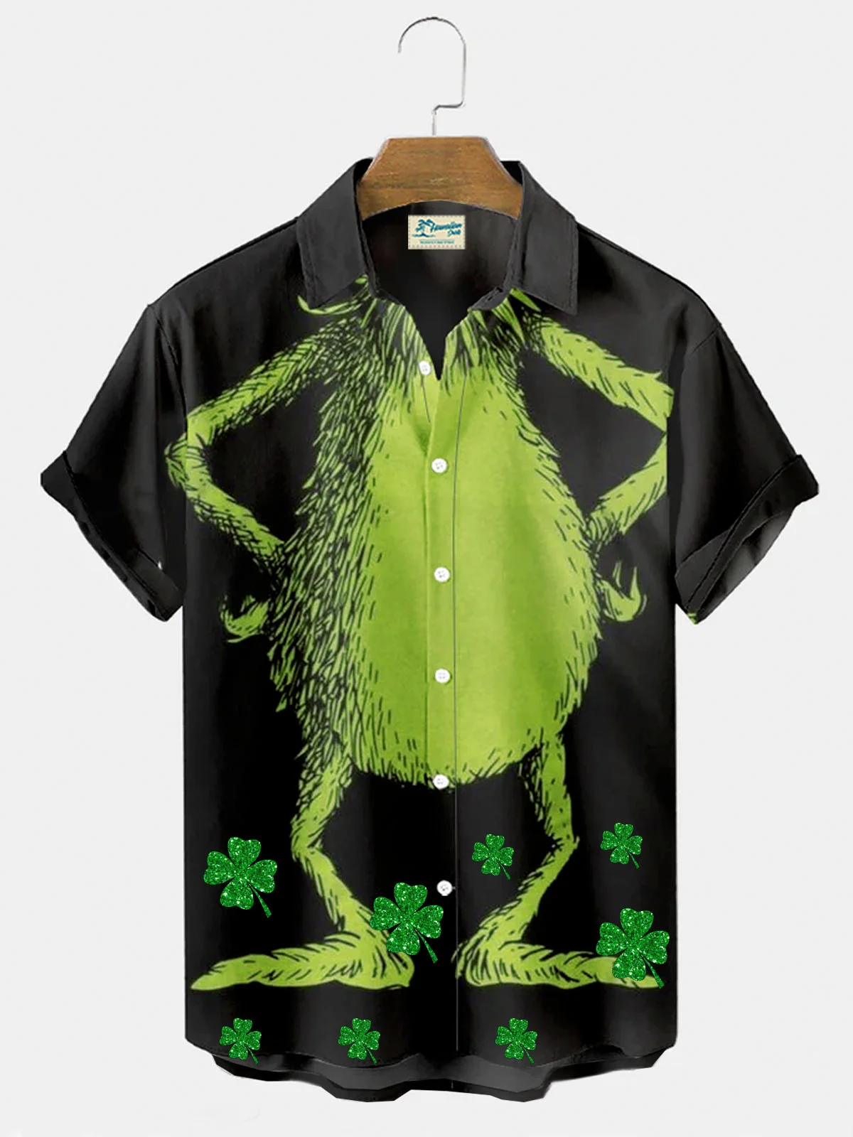 Royaura®  Festive St. Patrick's Day Button Pocket Short Sleeve Shirt Big & Tall