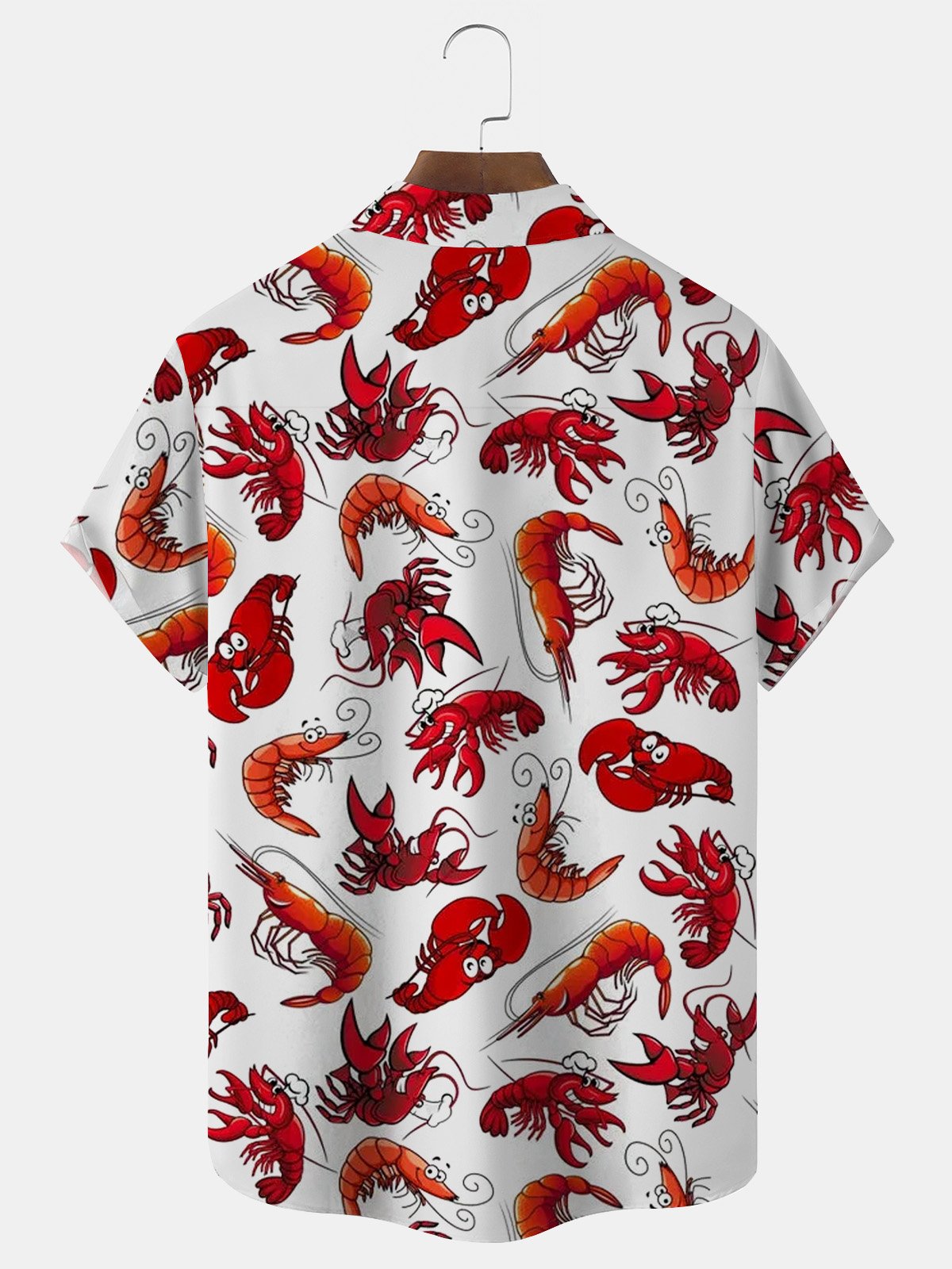 Royaura® Mardi Gras New Orleans Lobster Print Men's Button Pocket Short Sleeve Shirt Big & Tall