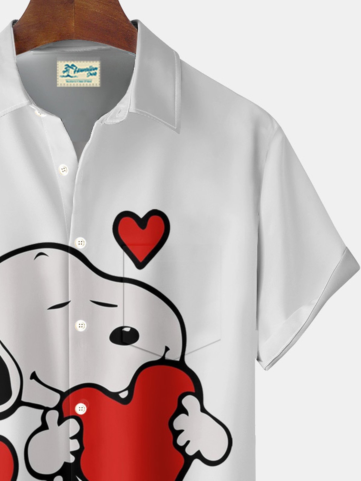 Royaura® Cartoon Love Valentine's Day 3D Digital Printing Men's Button Pocket Short Sleeve Shirt Big & Tall