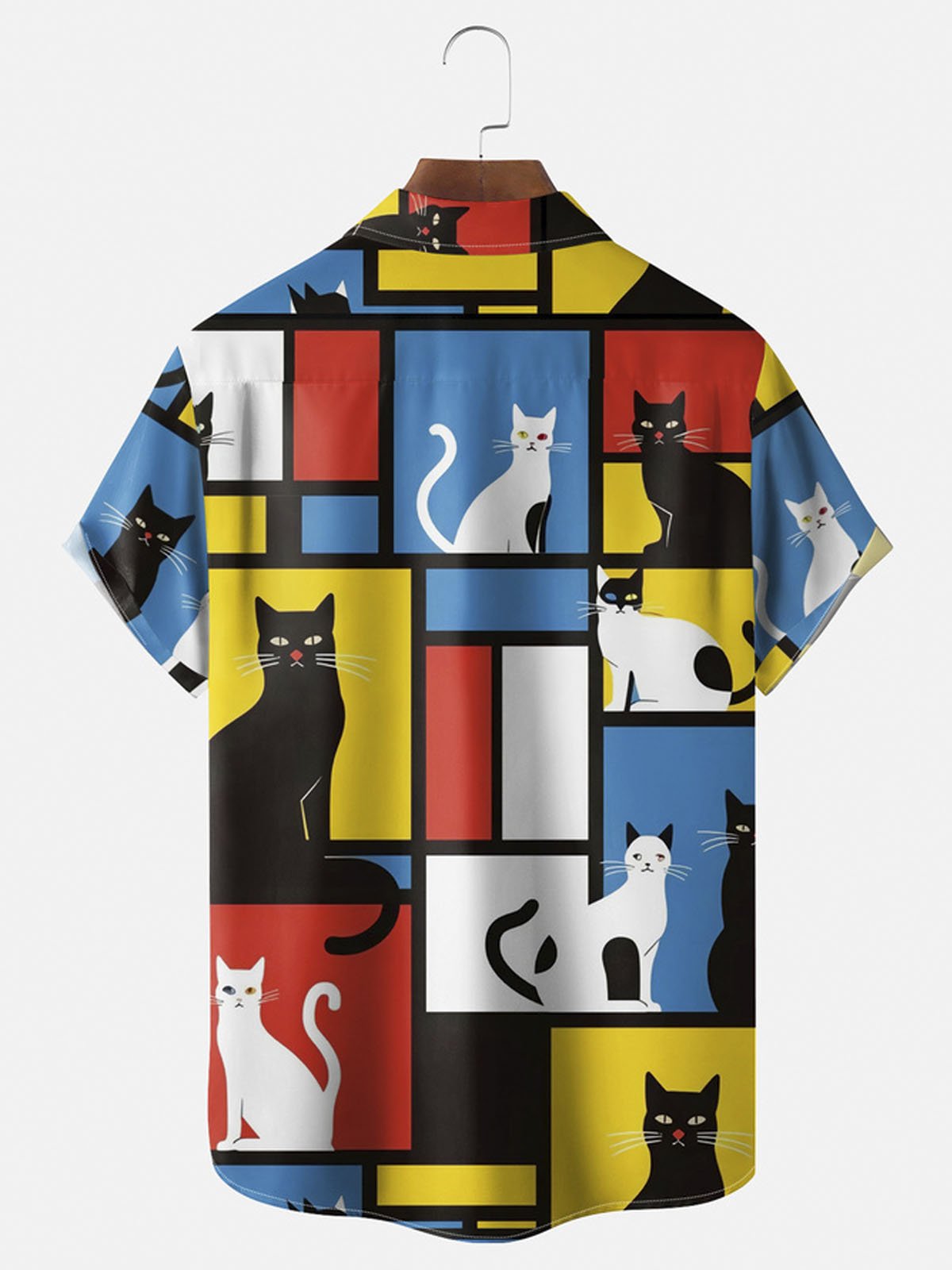 Royaura® Geometric Cat Button Pocket Short Sleeve Shirt  Big & Tall