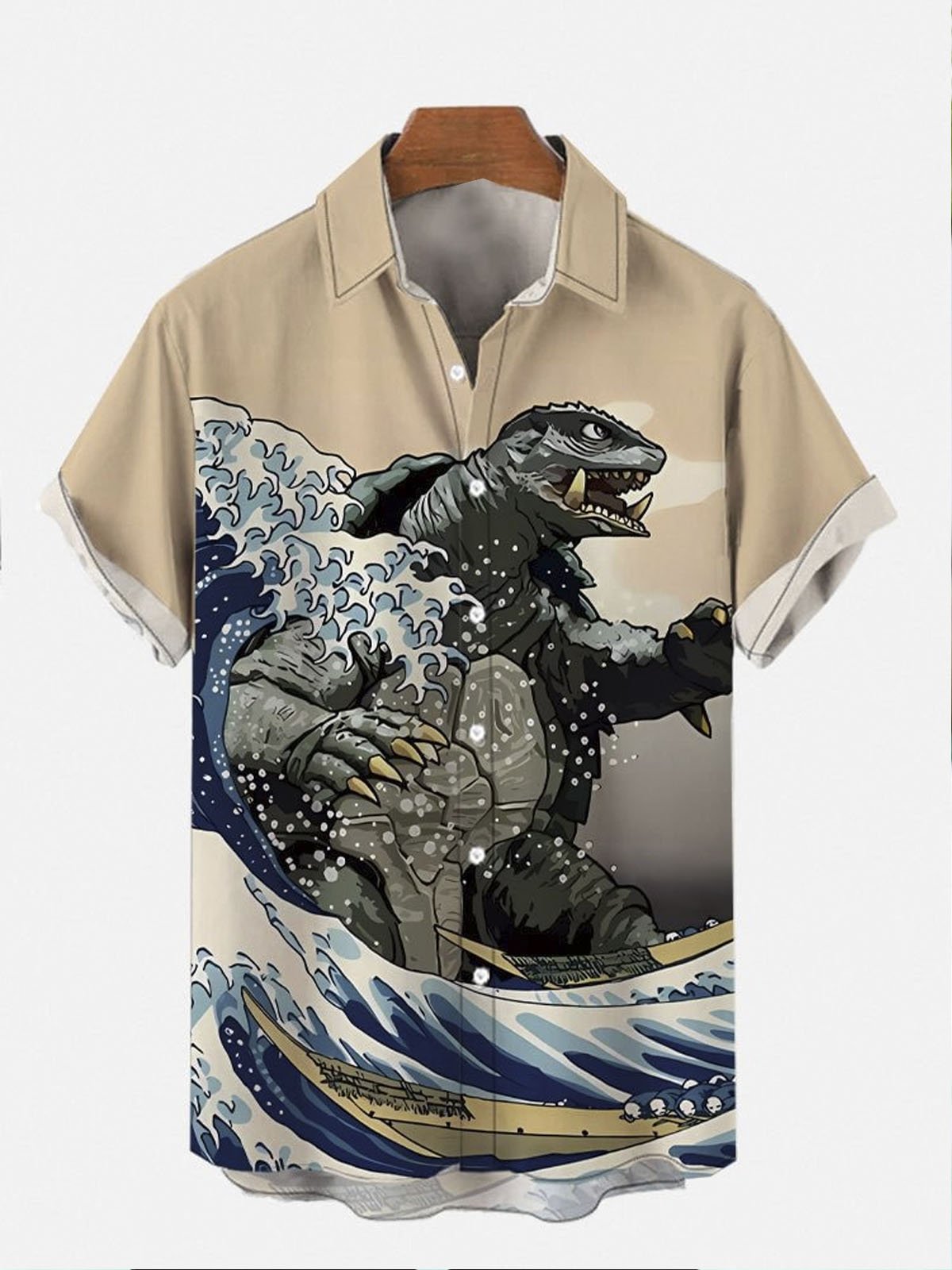 Royaura® Retro Japanese turtle ocean pocket short sleeve shirt Big & Tall